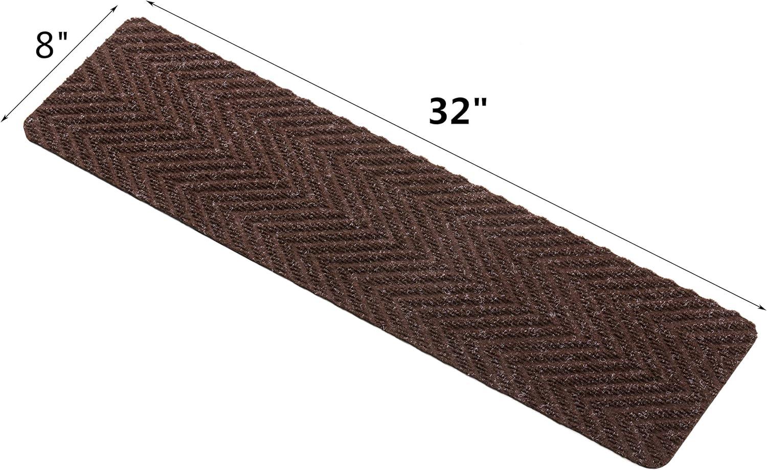 Brown Braided Non-Slip Rubber Stair Tread Mats