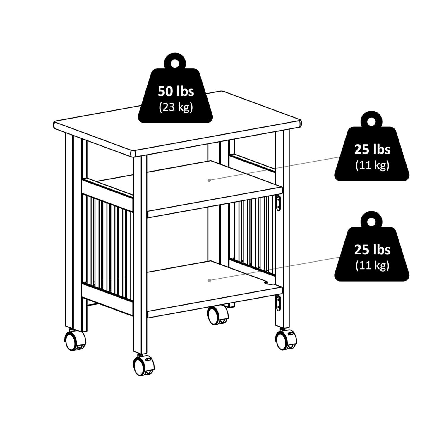 Foldable Printer Stand Natural - Winsome: Office Furniture with Shelves & Wheels