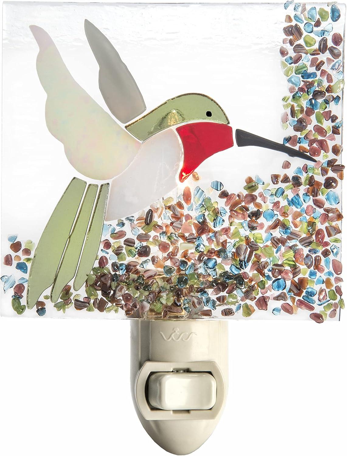 Stained Glass Night Light, Hummingbird, Outdoor, Plug in nightlight for Bedroom/Bathroom/den/Hallway Home Decor NTL 225-2
