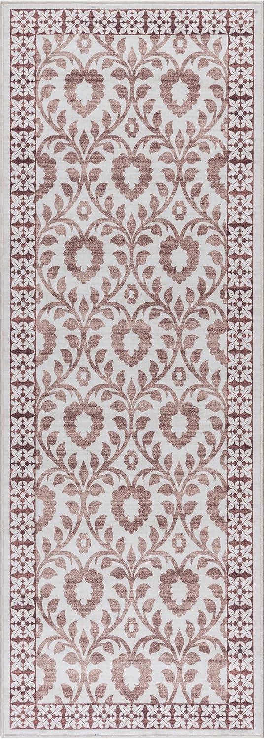 Gertmenian Crystal Print Esme Tan Brown Ivory Rustic Soft Geometric Floral Flat Pile Indoor Area Rug