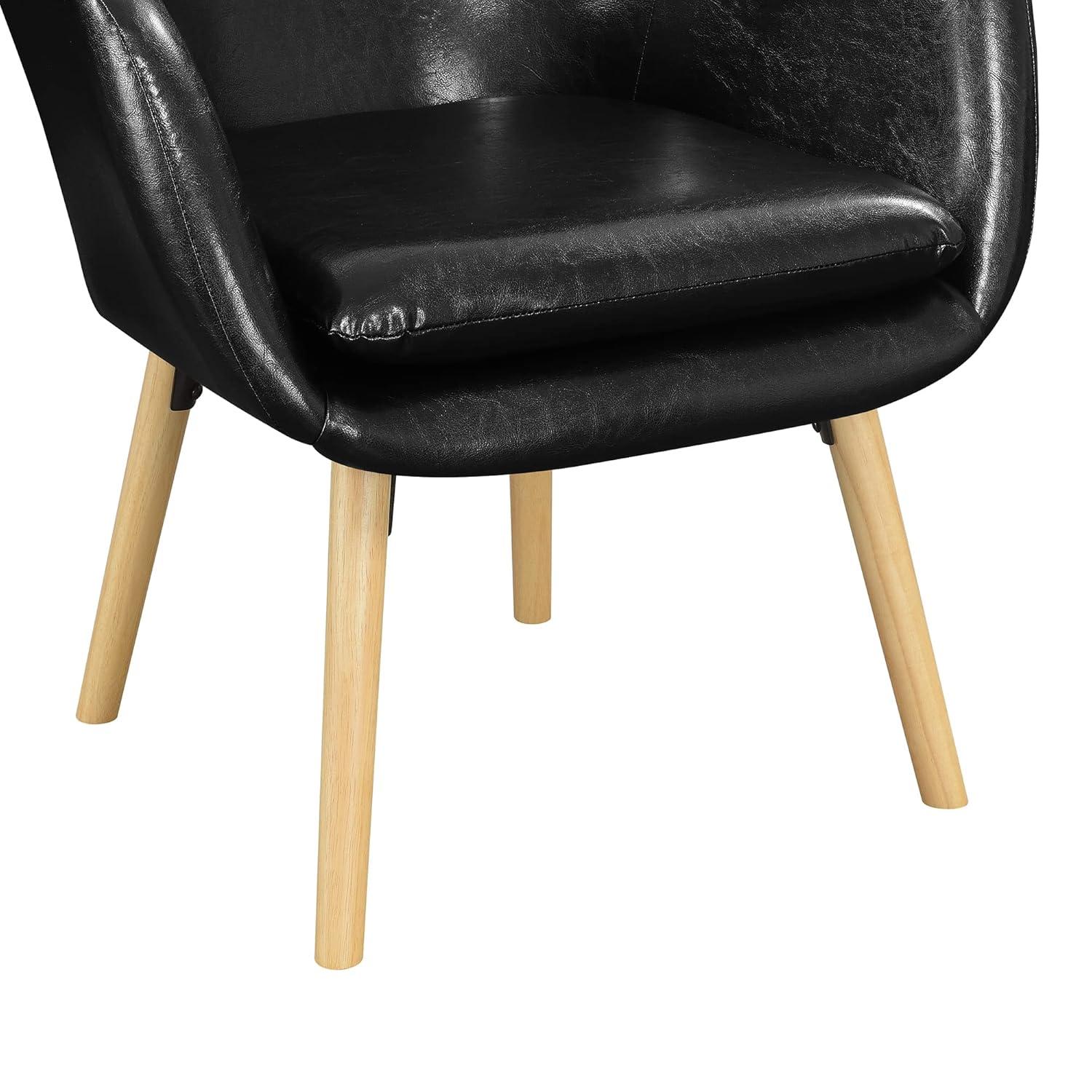 Convenience Concepts Take a Seat Charlotte Wingback Accent Armchair, Black Faux Leather, All Ages