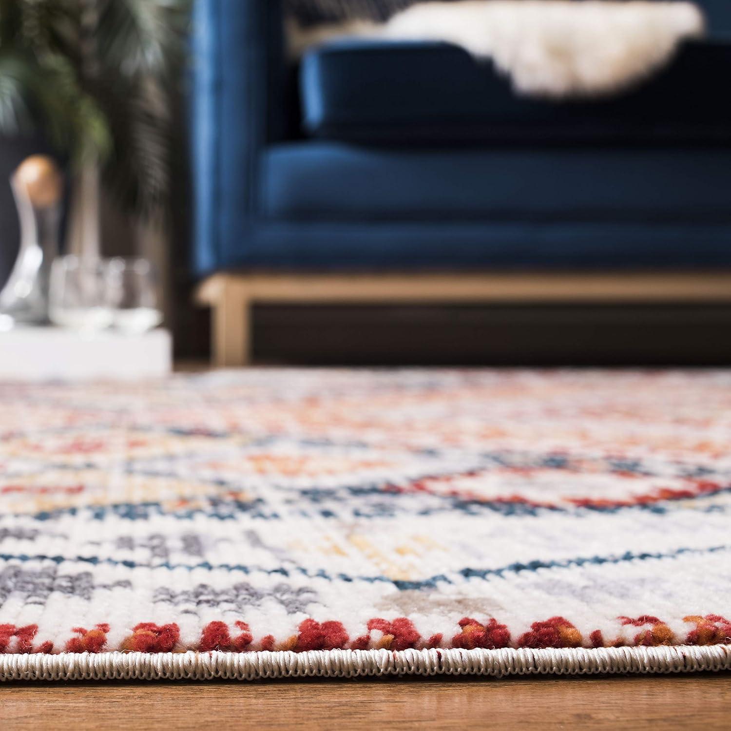 Farmhouse FMH816 Power Loomed Area Rug - Ivory/Navy - 4'0" X 5'4" - Safavieh.