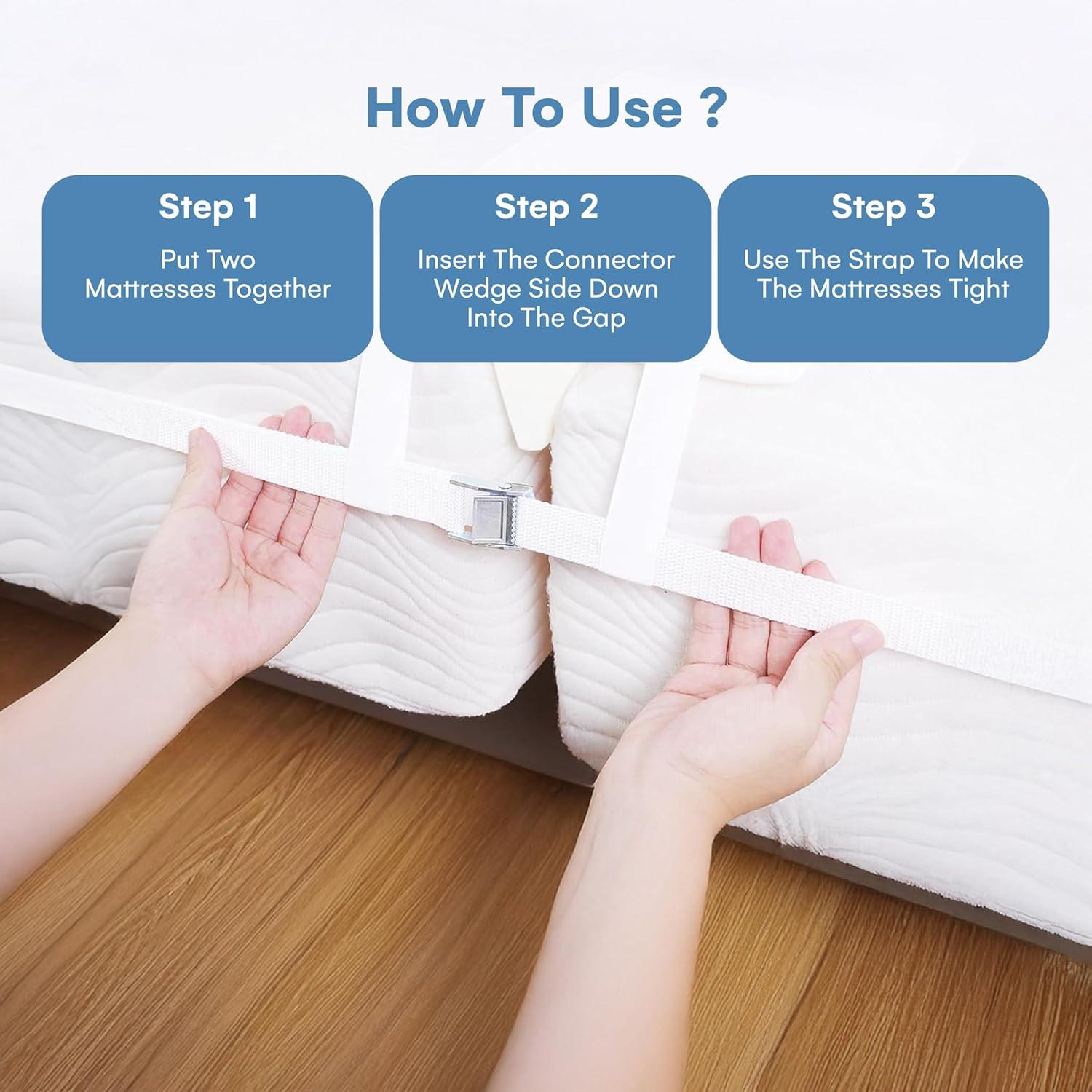 Flybold Bed Bridge Twin to King Bed Converter Kit - Bed Gap Filler for Split King Adjustable Beds - Twin Bed Connector to Make a King - 9" Wide Mattress Wedge Connector