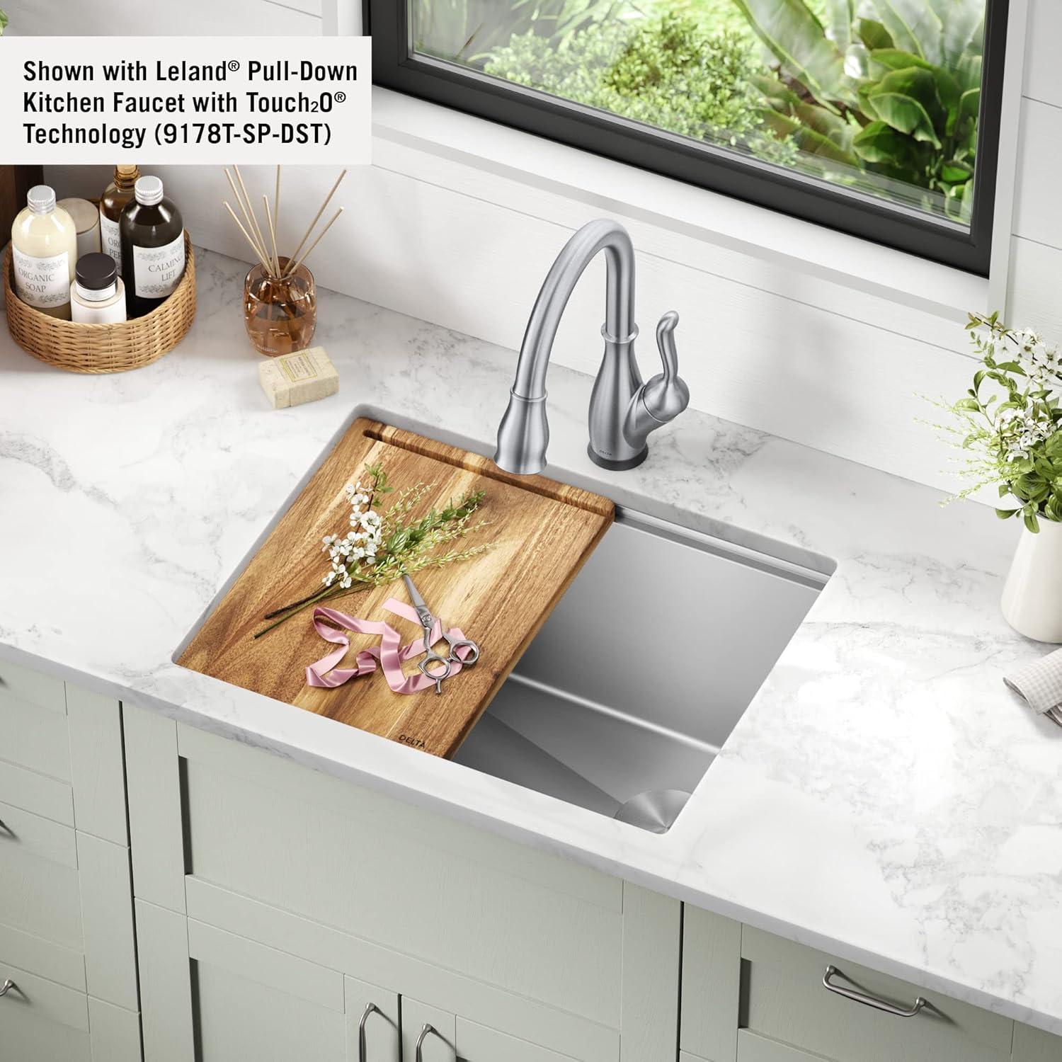 Delta Lorelai™ 24" L Workstation Laundry Utility Kitchen Sink Undermount 16 Gauge Stainless Steel Single Bowl