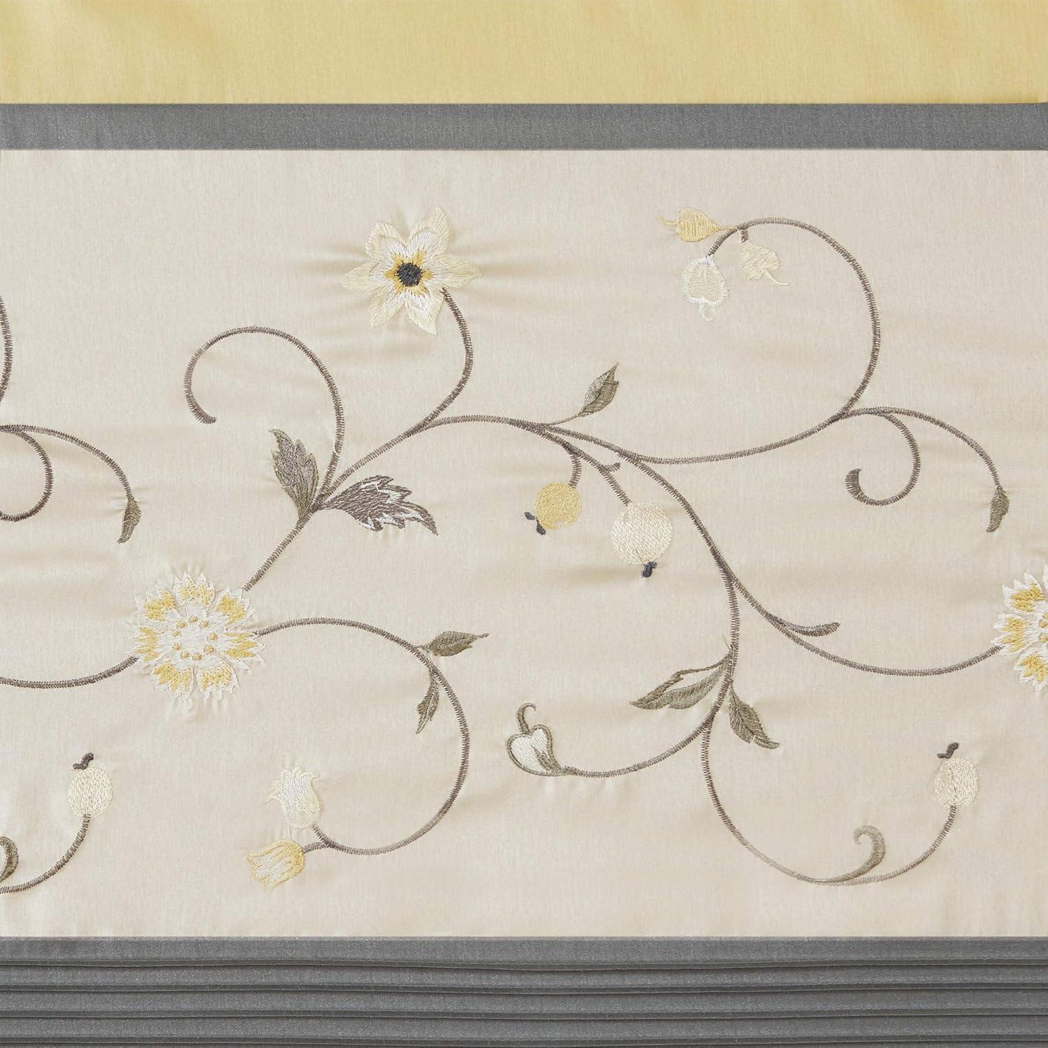 Serene Floral Embroidered 50'' W Window Valance