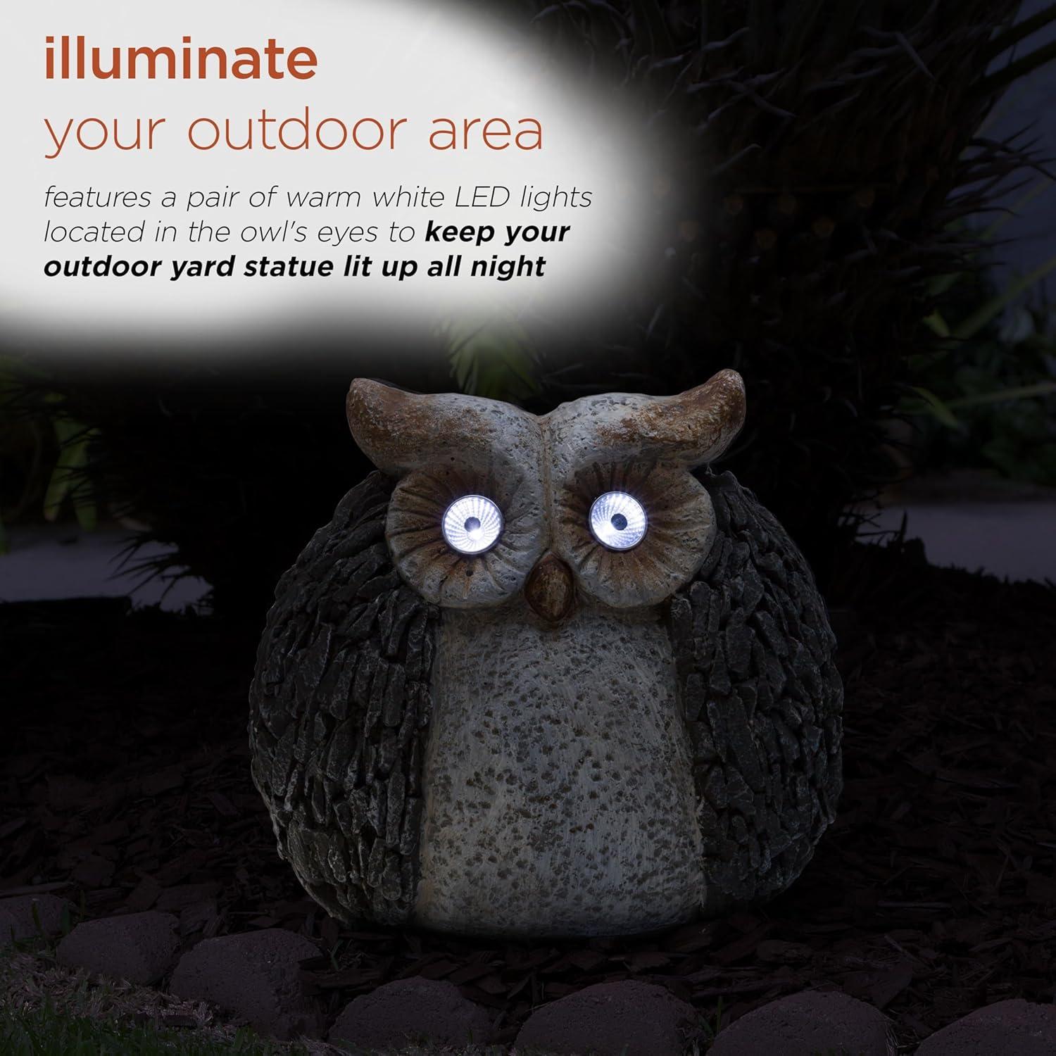 Alpine Corporation 13-inch Plastic Solar Powered Owl Outdoor Statue