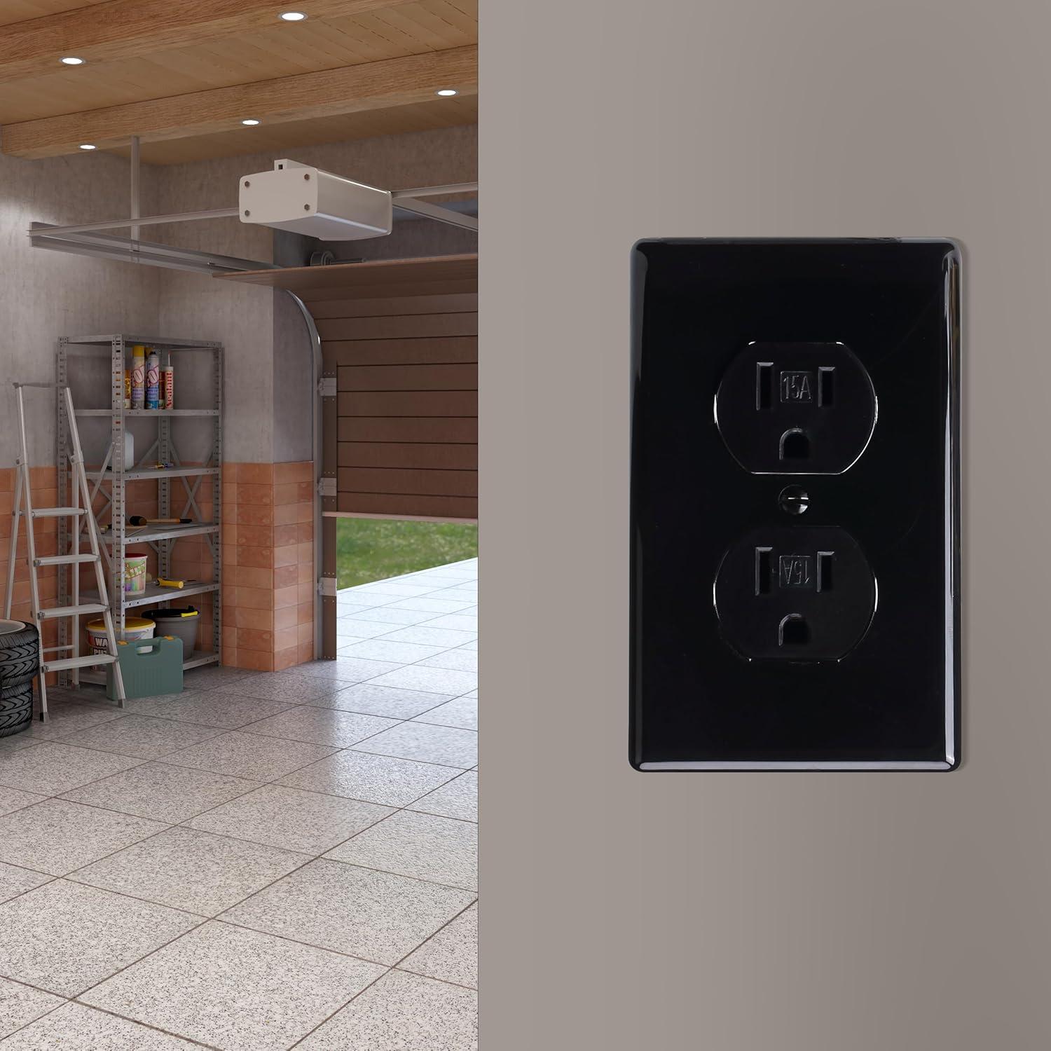 Black Painted Duplex Receptacle Outlet Cover Plates, 10 Pack