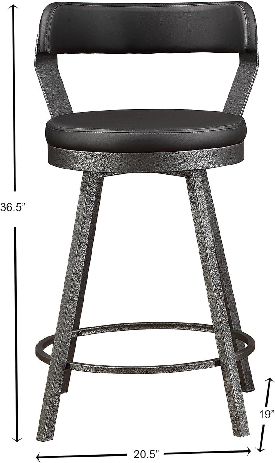 Industrial Swivel Black Metal and Wood 24" Counter Stool