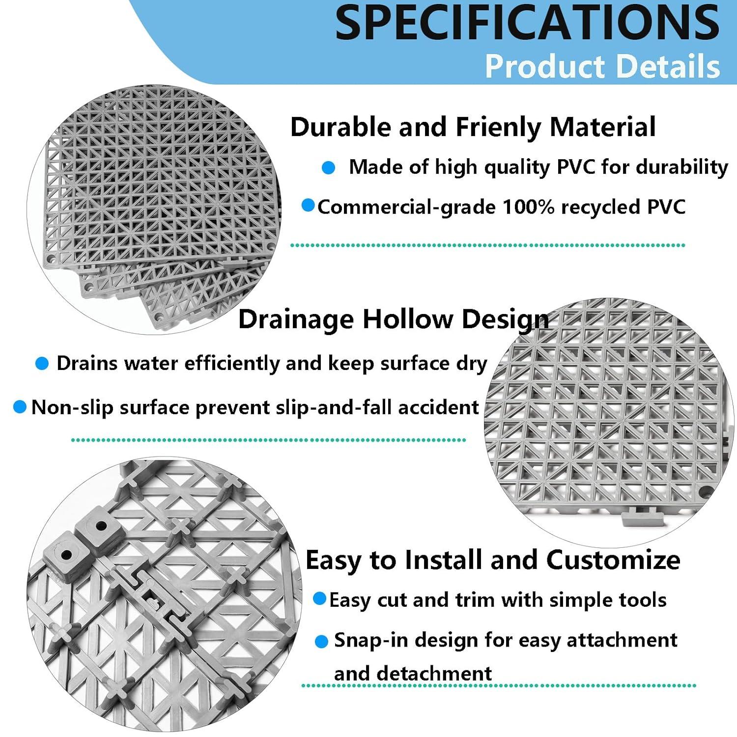 VEVOR 12" x 12" Outdoor Deck Tiles (Set of 12)