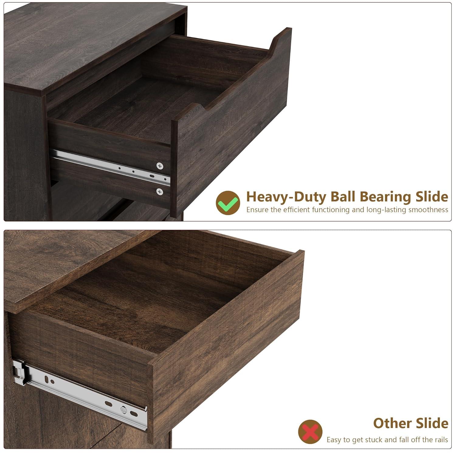 Homfa 4 Drawer Dresser for Bedroom, Wooden Handless Chest of Drawers, Modern Nightstand Storage Cabinet for Living Room, Dark Brown