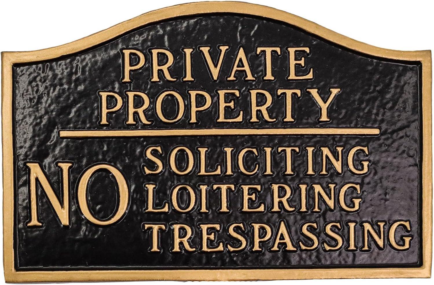 Black and Gold Aluminum Private Property Statement Plaque