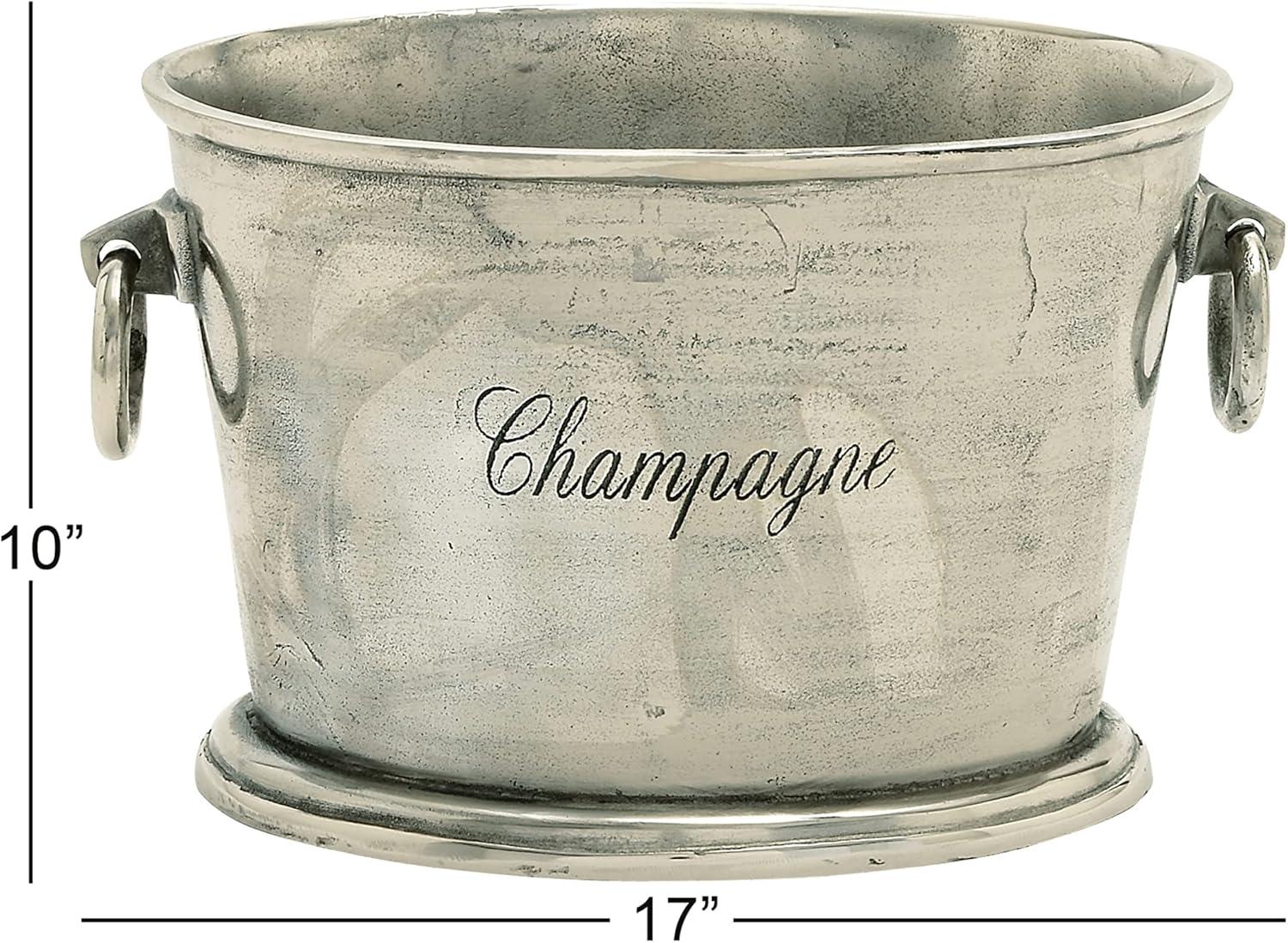 Hajek Aluminum Metal Champagne Silver Ice Bucket with Ring Handles