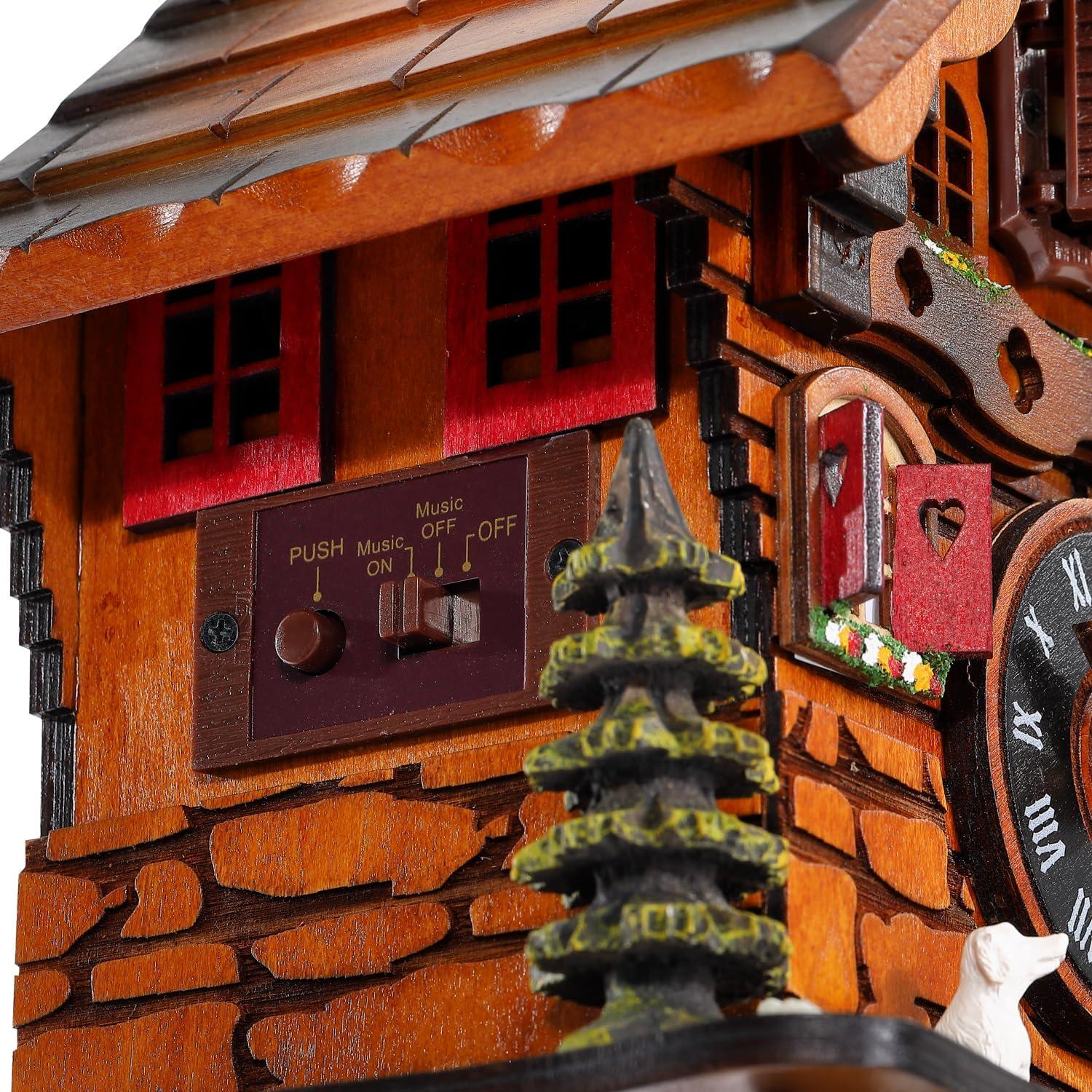 Traditional Wooden Black Forest Cuckoo Clock with Pendulum