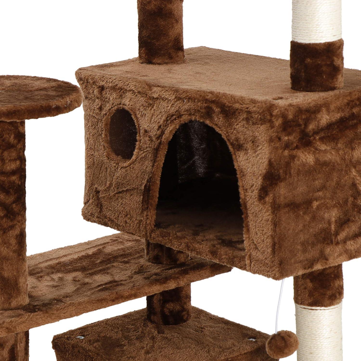 NintyFive 53 inches Heavy Duty Multi-Level Cat Tree Tower with Condo Furniture & Scratching Posts for Kittens Play Rest (Brown)
