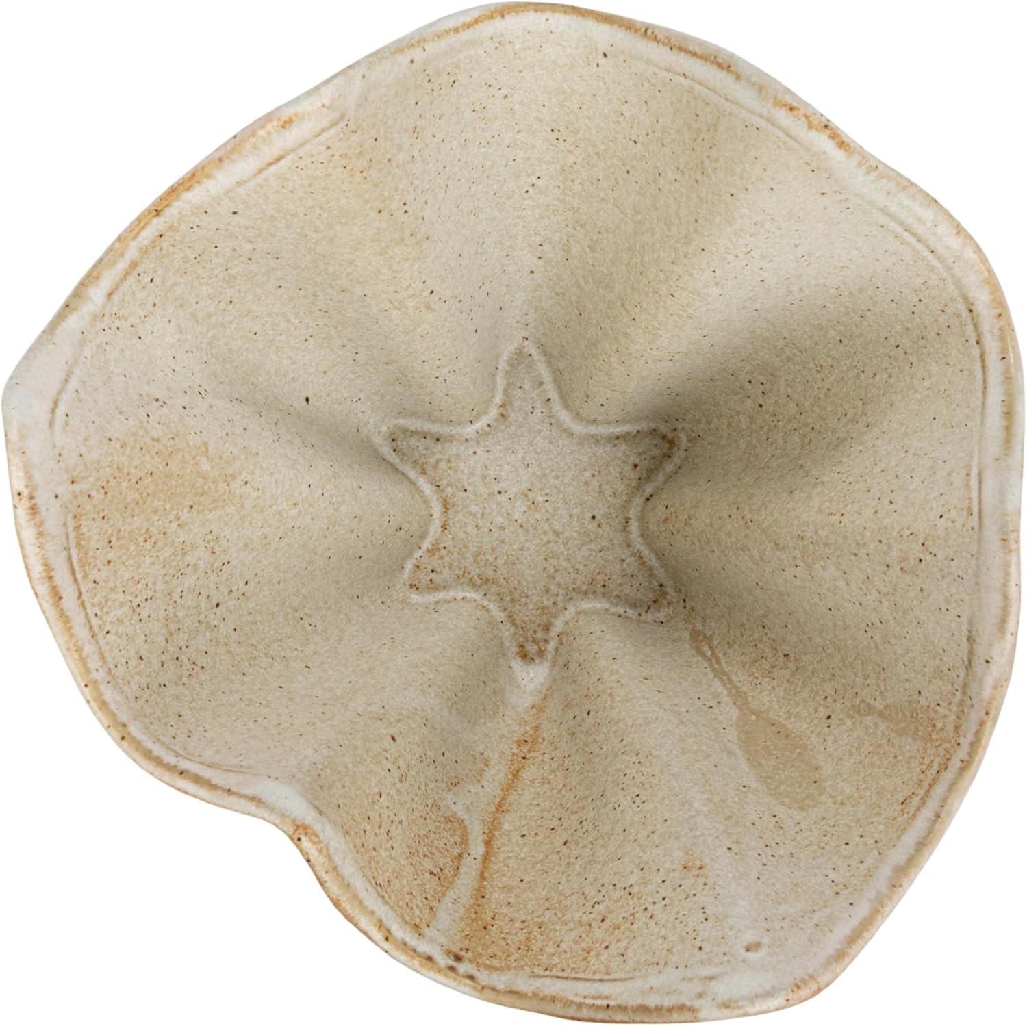 Cream Ceramic Ruffled Stoneware Bowl, 7.5-inch