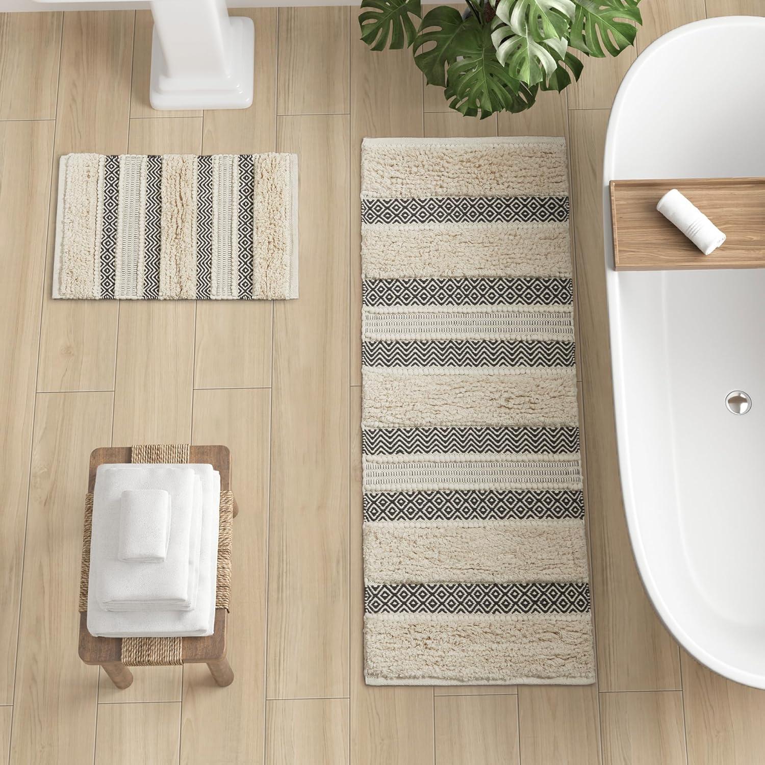 INK+IVY Asher Cotton Blend Bath Rug with Non-Slip Backing