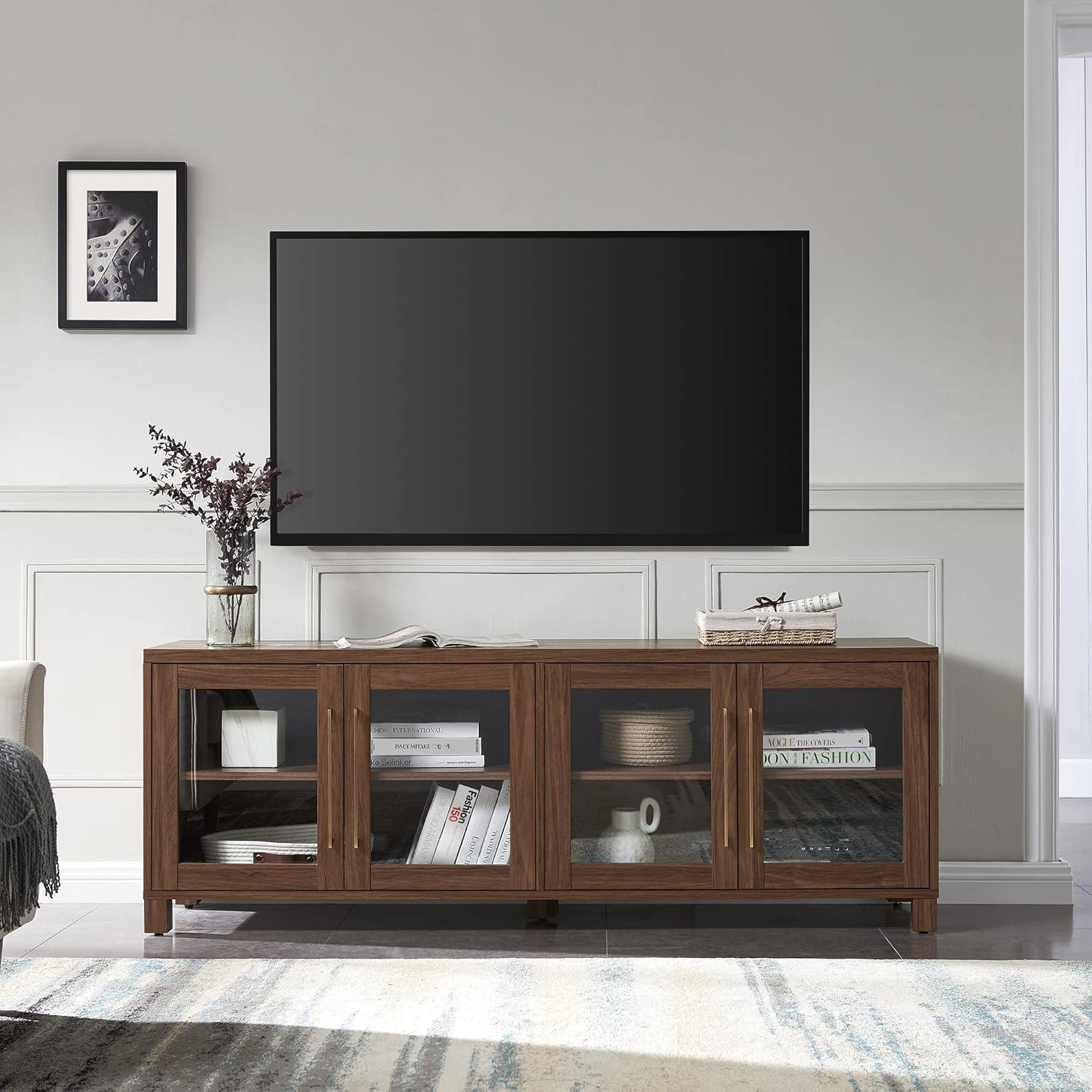 Evelyn&Zoe Quincy Rectangular TV Stand for TV's up to 80", Walnut