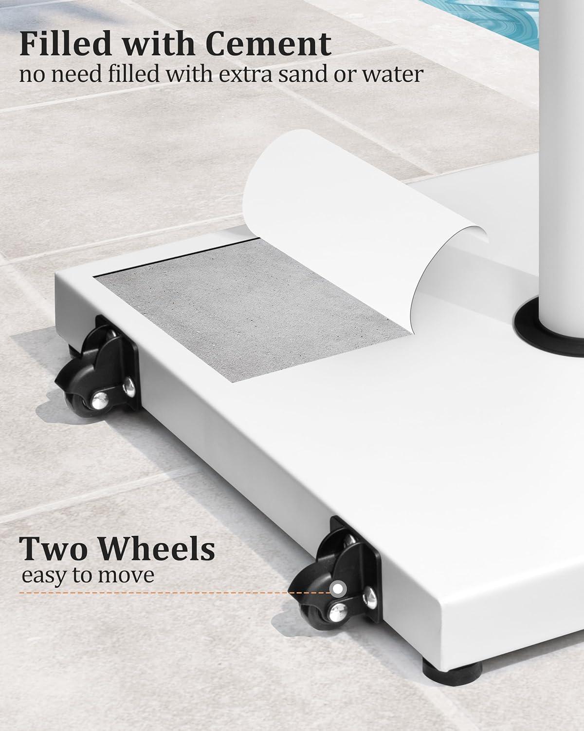 45lbs Patio Umbrella Base - Heavy Duty Outdoor Patio Market Umbrella Stand for Deck, Poolside, Balcony, Wind-Resistant Design, Grey