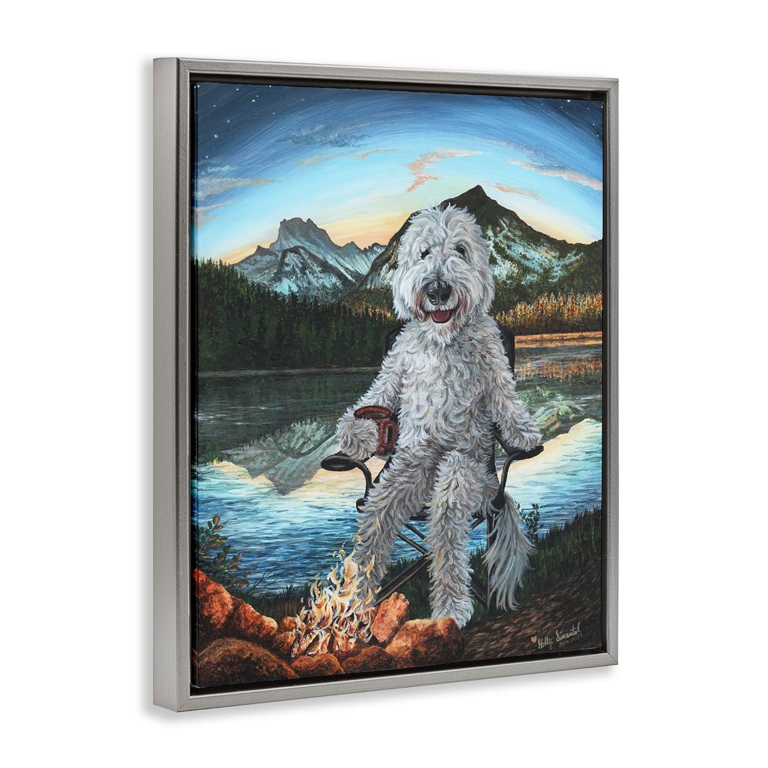 Stupell Industries Dog by Campfire LandscapeFloater Canvas Wall Art, 17 x 21