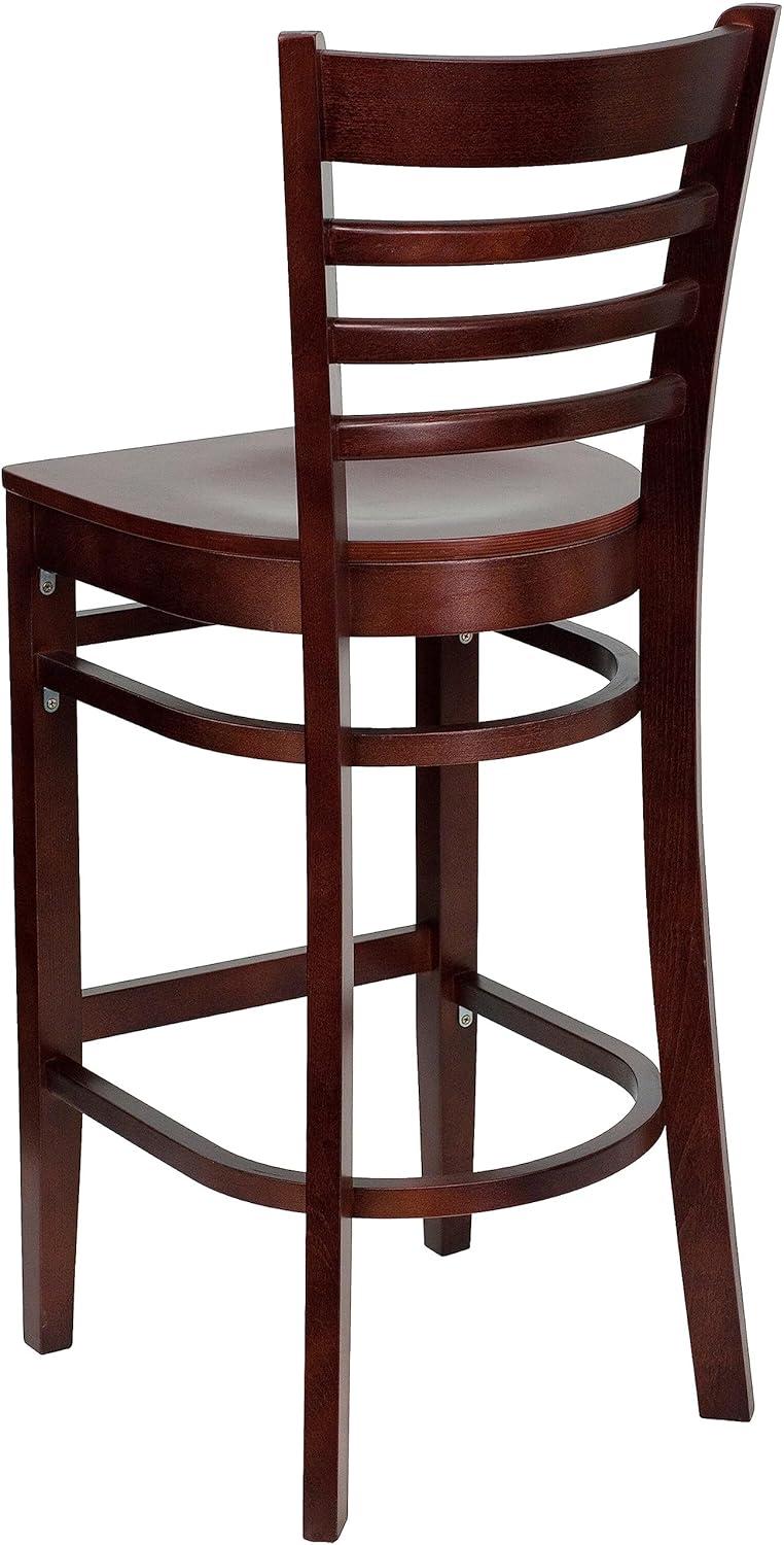 Elegant Mahogany Wood Ladder Back Barstool with Footrest