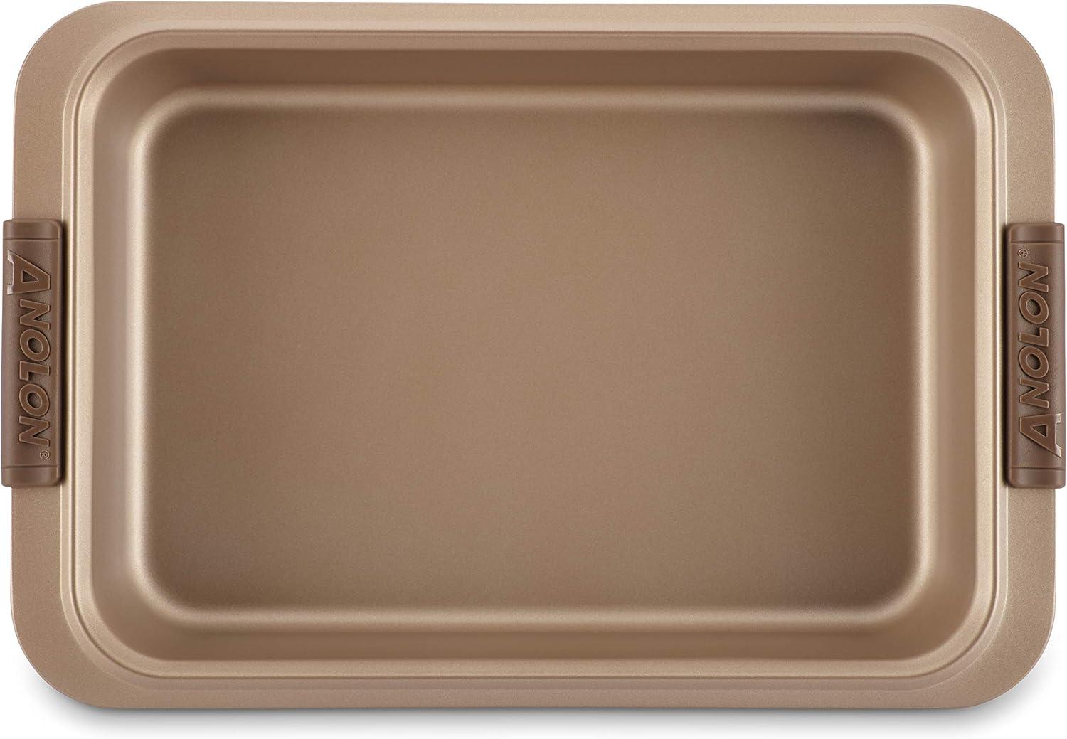 Bronze Nonstick Rectangular Cake Pan with Clear Lid