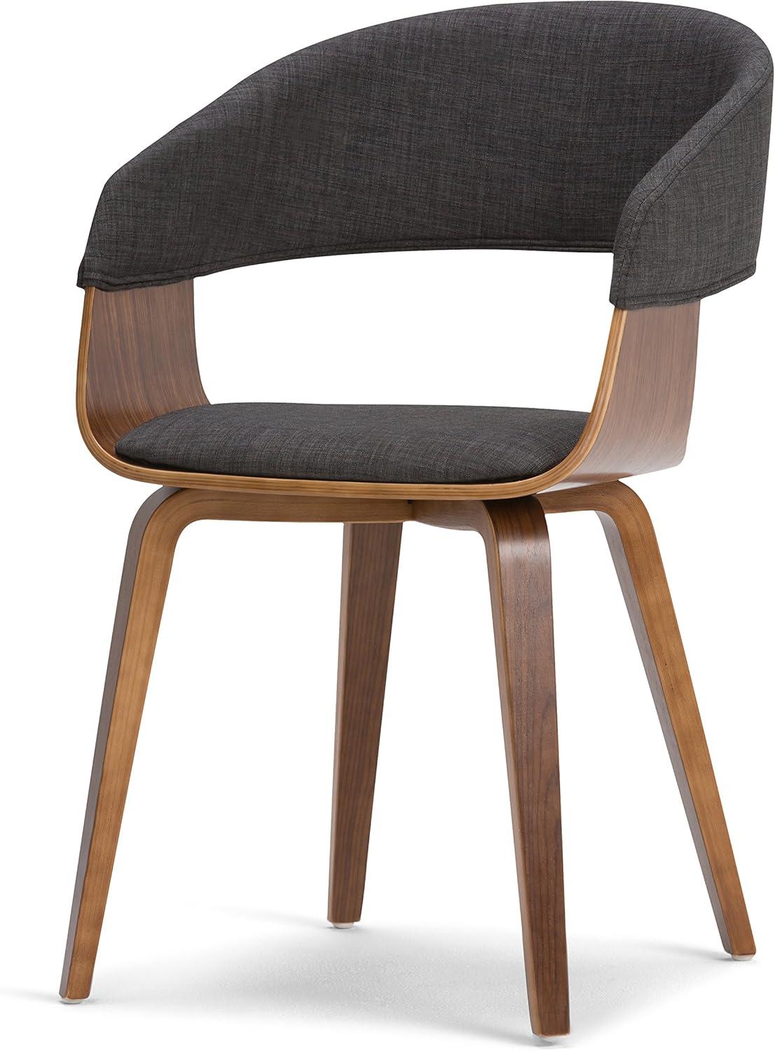 Charcoal Grey Linen and Bentwood Mid-Century Parsons Chair