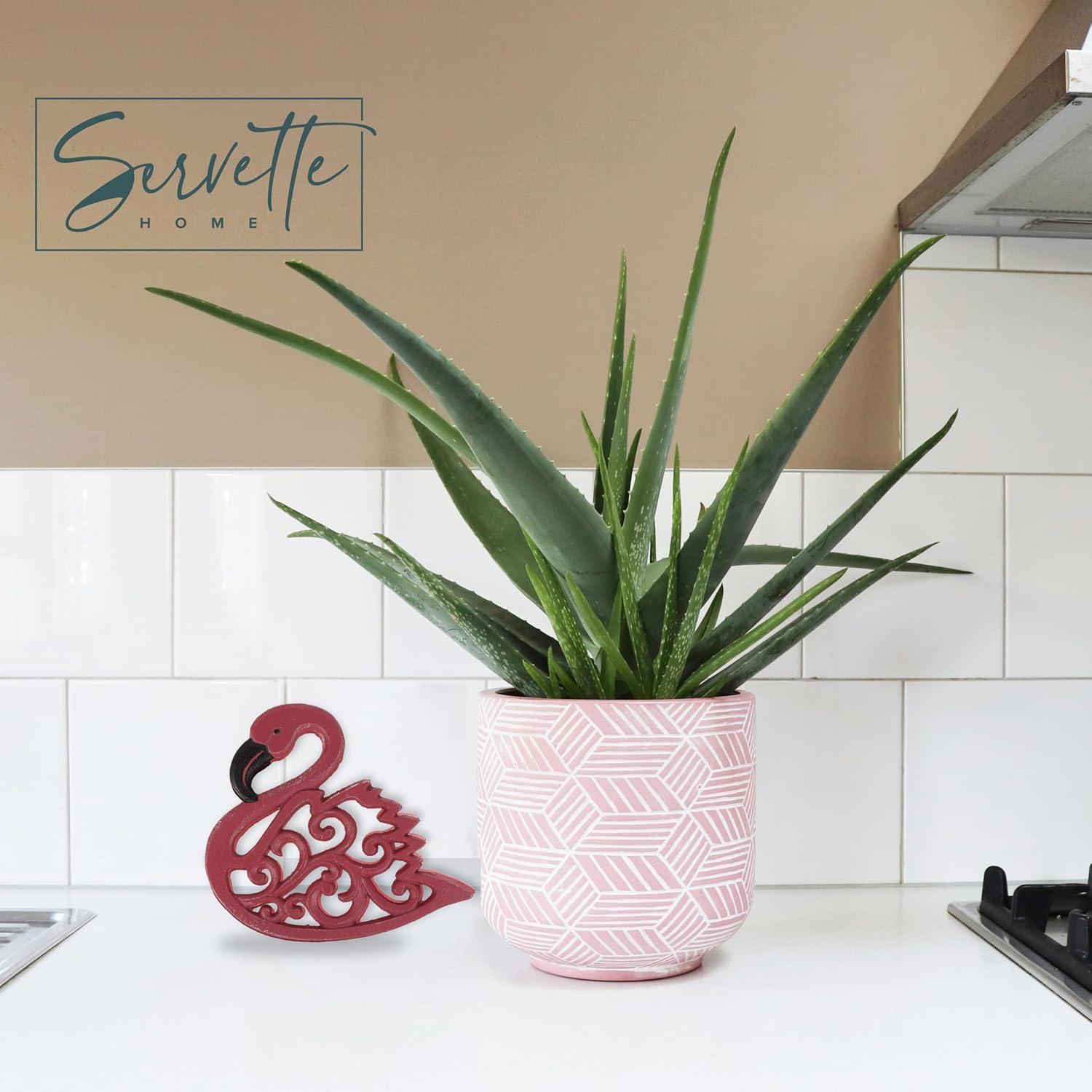 Servette Home Cast Iron Pink Flamingo Trivets for Hot Dishes 7 L x 7 W inches