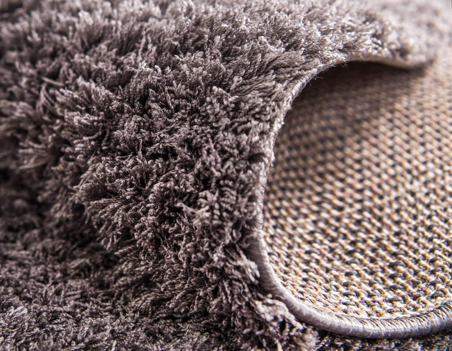Unique Loom 5' 1 x 8' 0 Dark Gray Studio Solid Shag Sky Area Rug