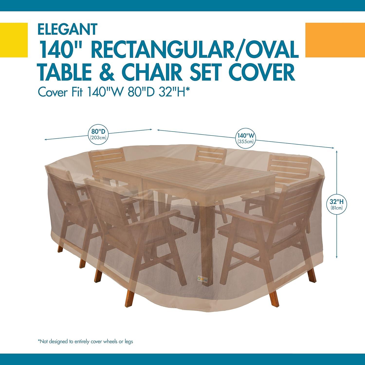 Elegant Waterproof Beige and Brown Polyester Patio Table and Chair Cover