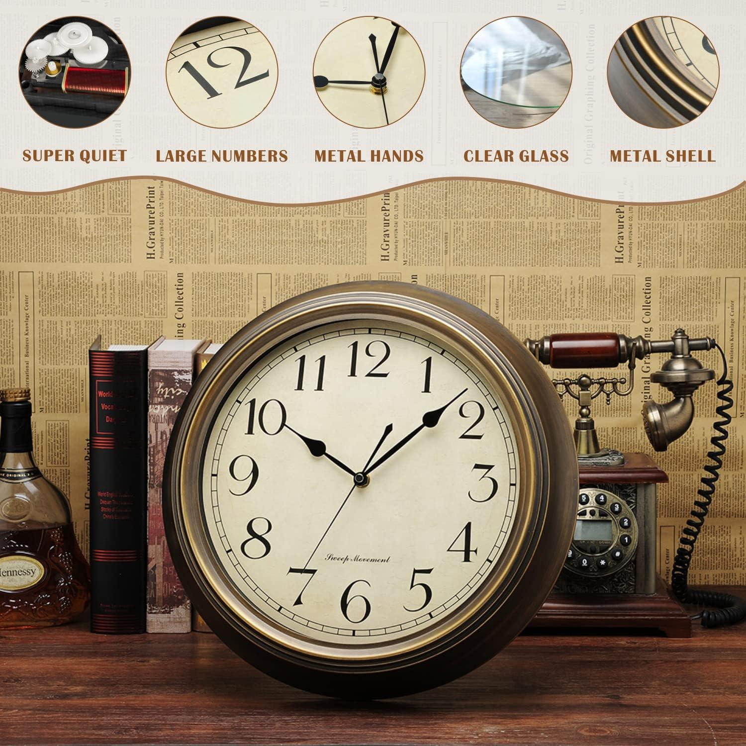 13'' Brown Silent Iron Wall Clock with Arabic Numerals