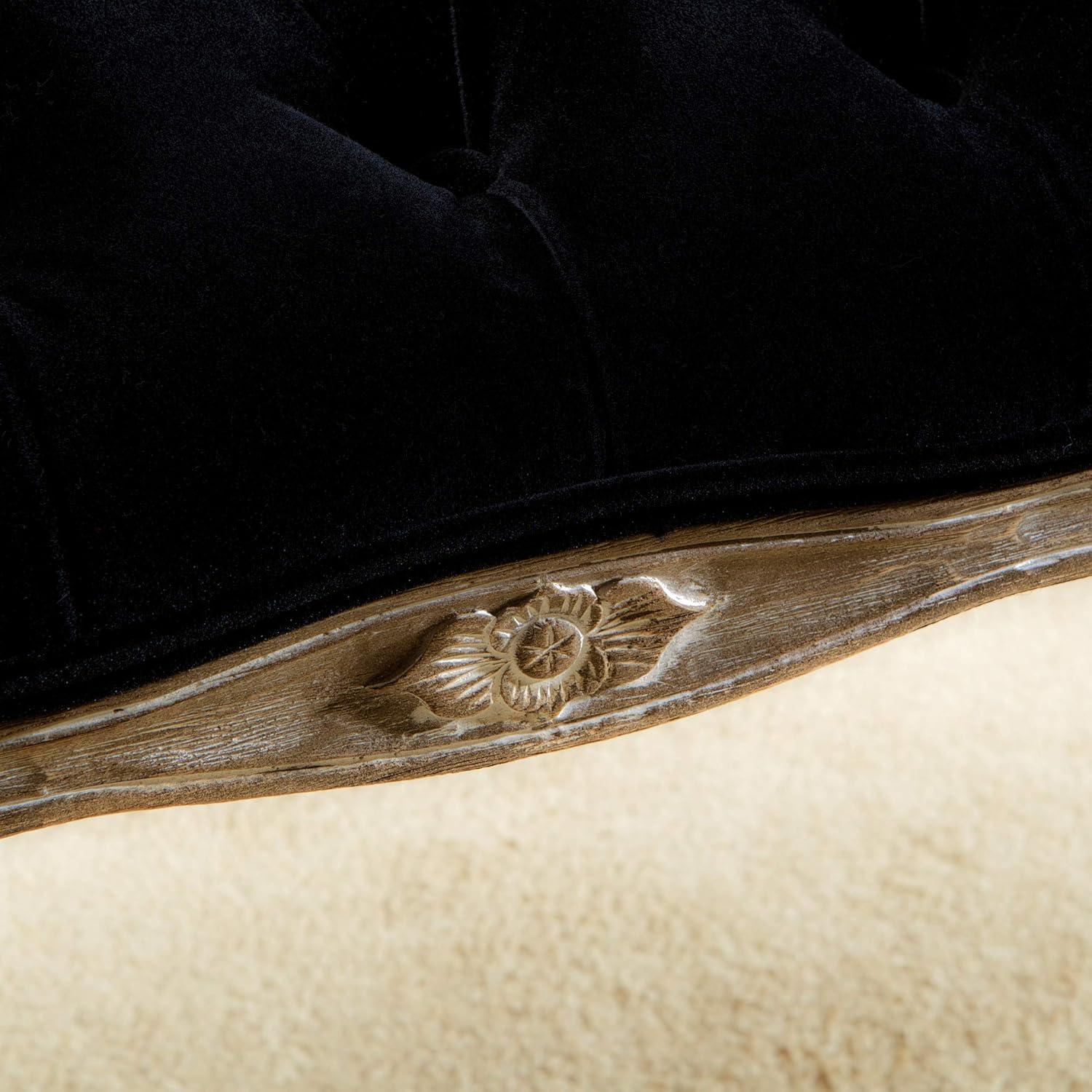 Tufted Black Velvet Bench - Christopher Knight Home: Rubberwood Frame, Cushioned, for Living Room & Bedroom