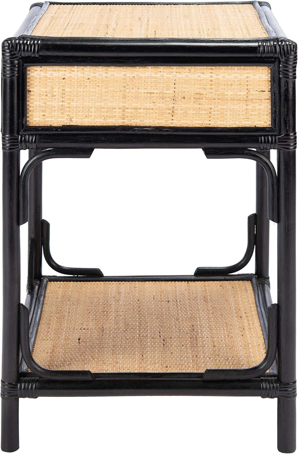 Roya 1 Drawer 1 Shelf Nightstand - NST4005 - Black/Natural - Safavieh