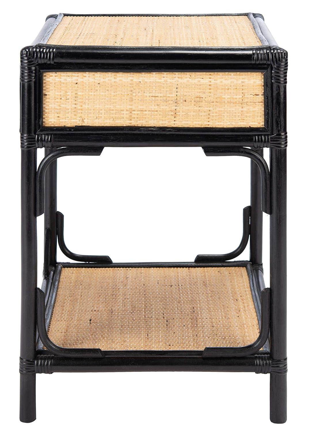 Roya 1 Drawer 1 Shelf Nightstand - NST4005 - Black/Natural - Safavieh