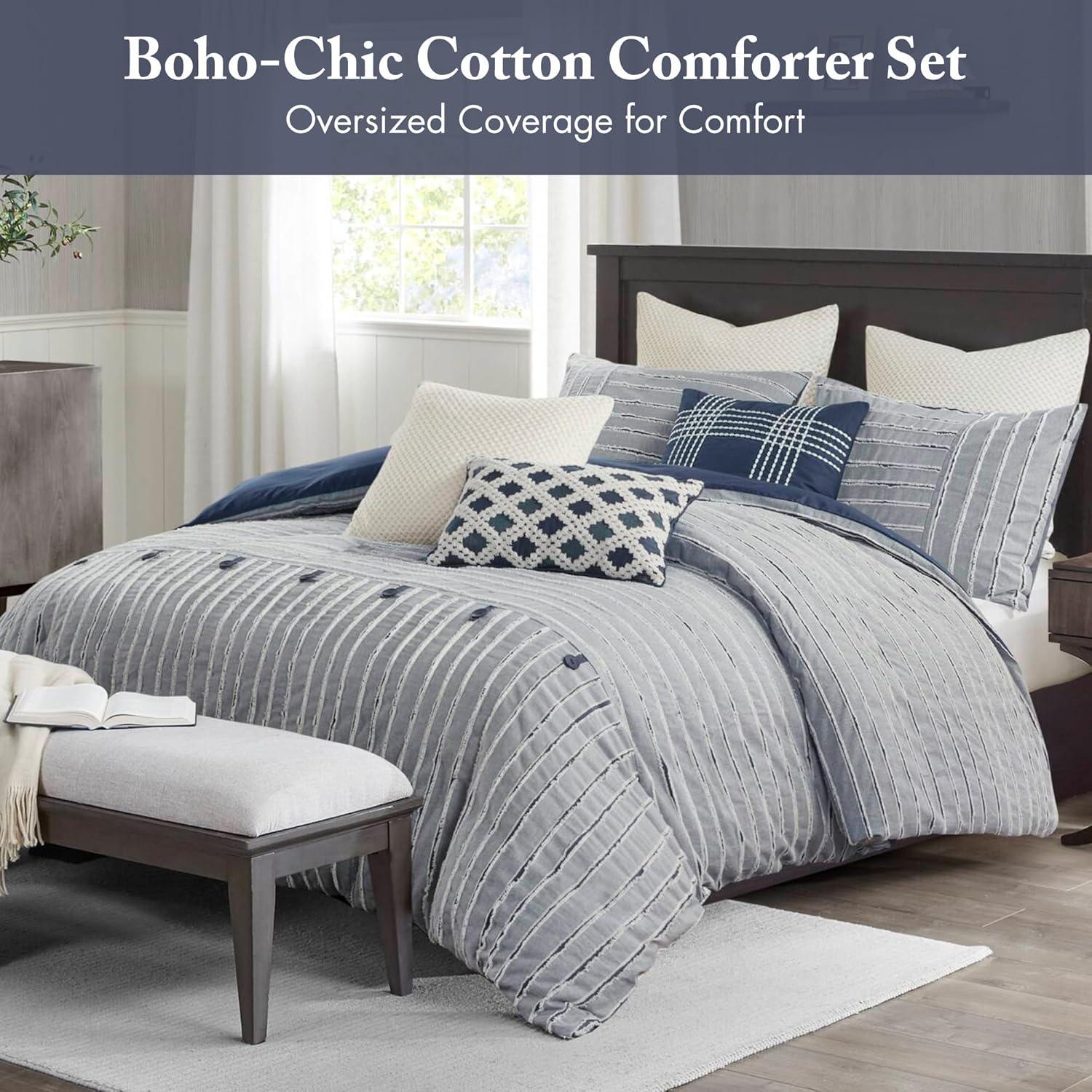 Madison Park Signature Madison Park Signature Essence Oversized Cotton Clipped Jacquard Comforter Set