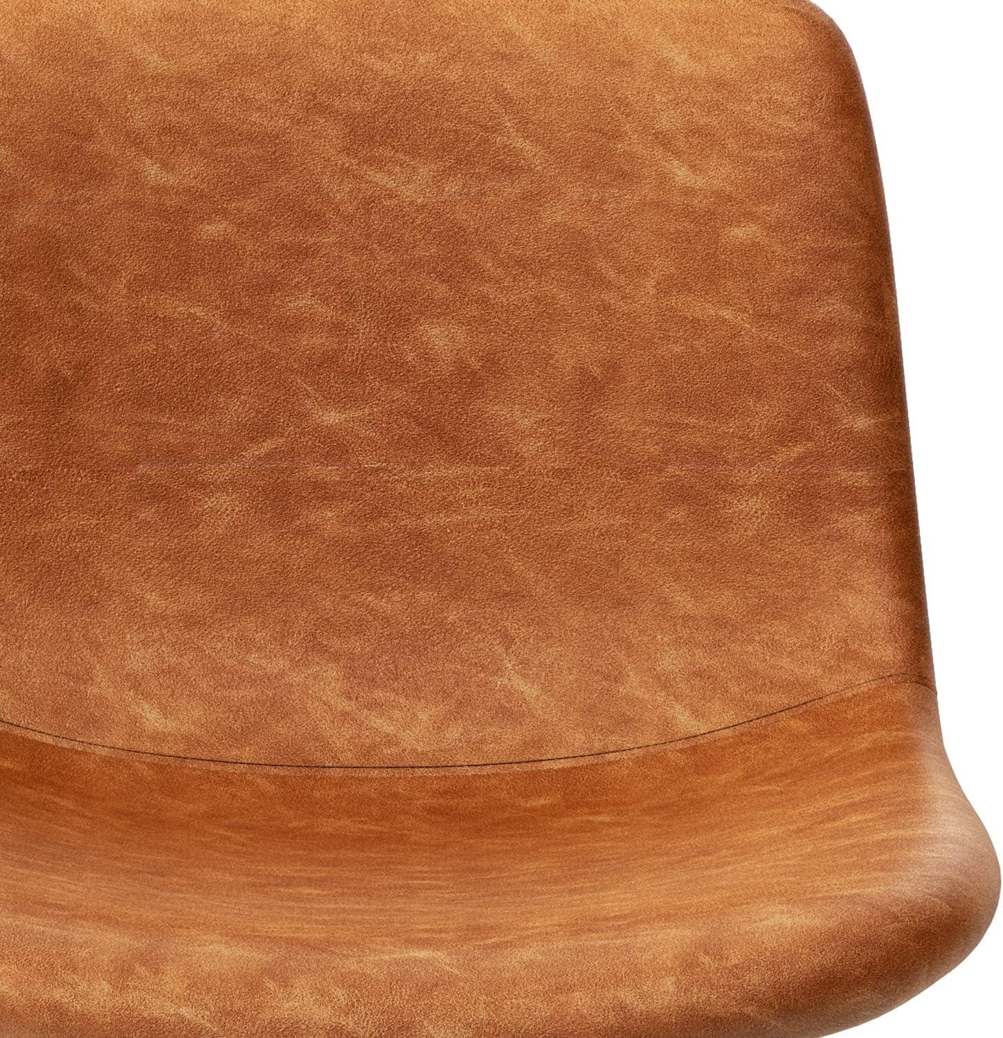 Jolie Contemporary Counter Height Stool (Set of 2) in Camel Brown Faux Leather