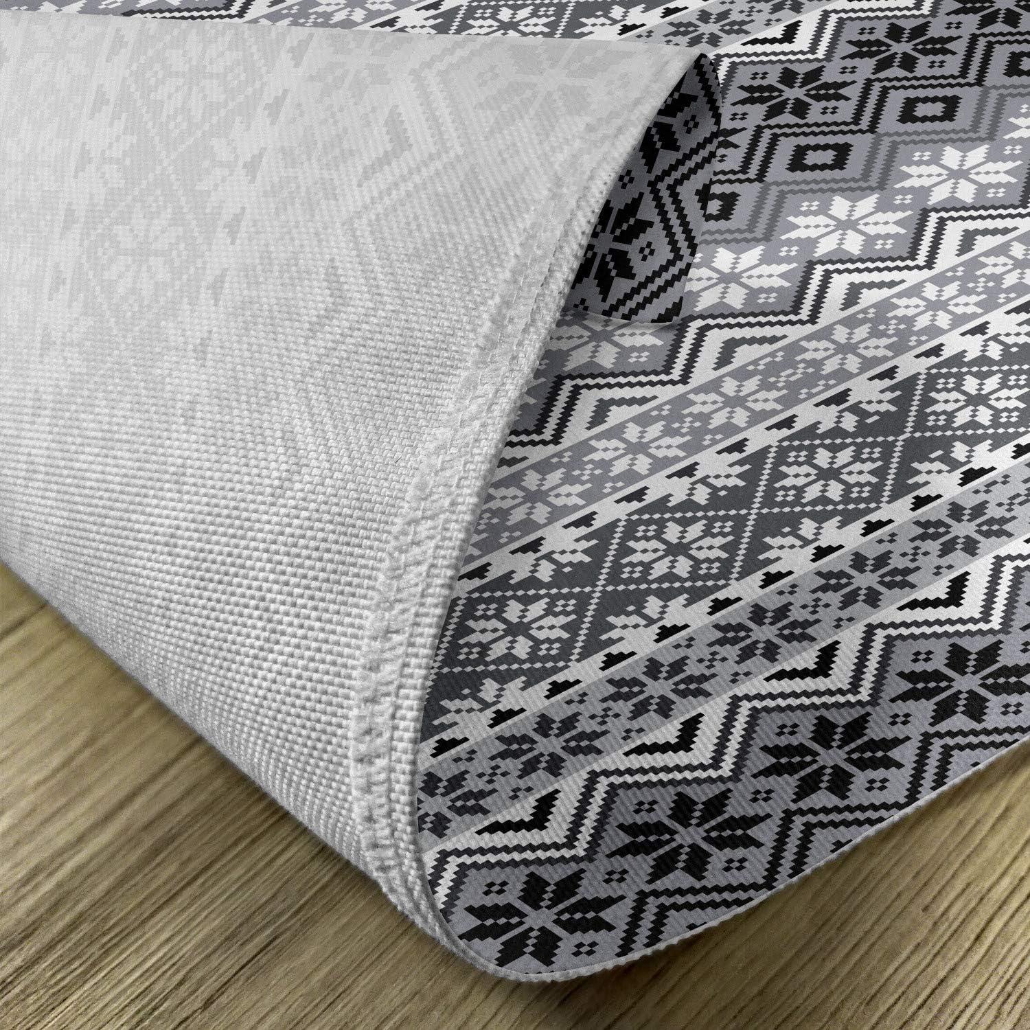 Ambesonne Grey Place Mats Set of 4, Nordic Snowflake Pattern, Standard Size, Grey White Black