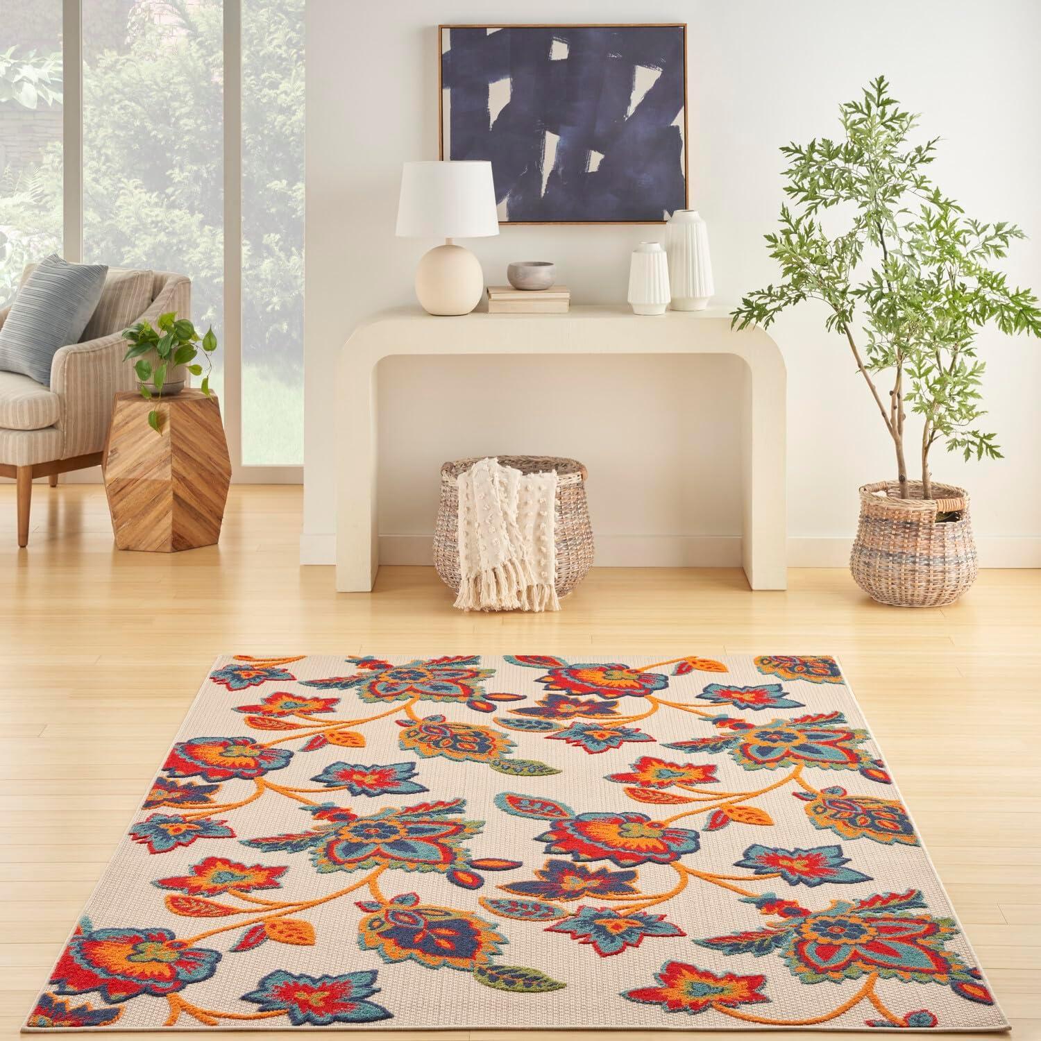 Nourison Aloha Floral Farmhouse Outdoor Rug