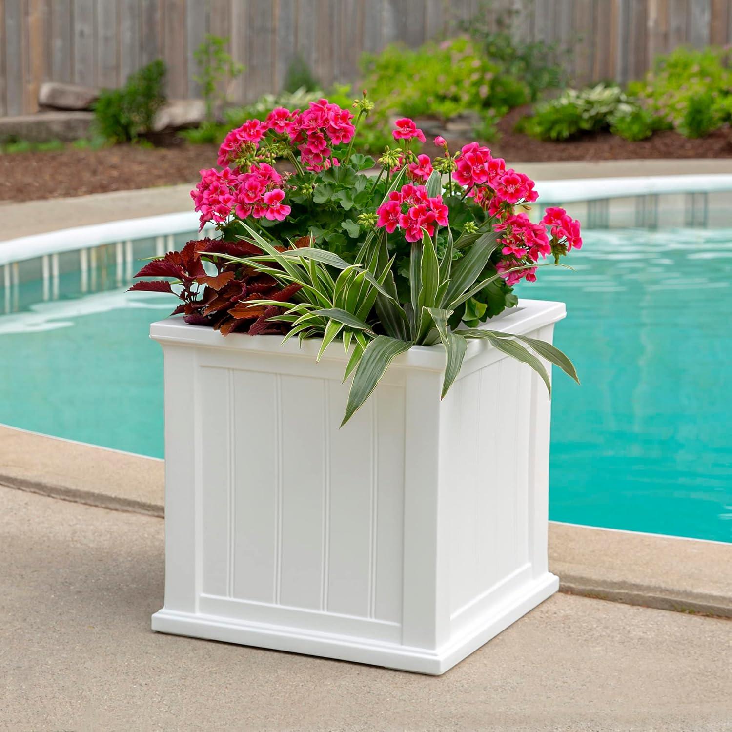 Cape Cod 20X20 Square Polyethylene Planter, 20" X 20", White