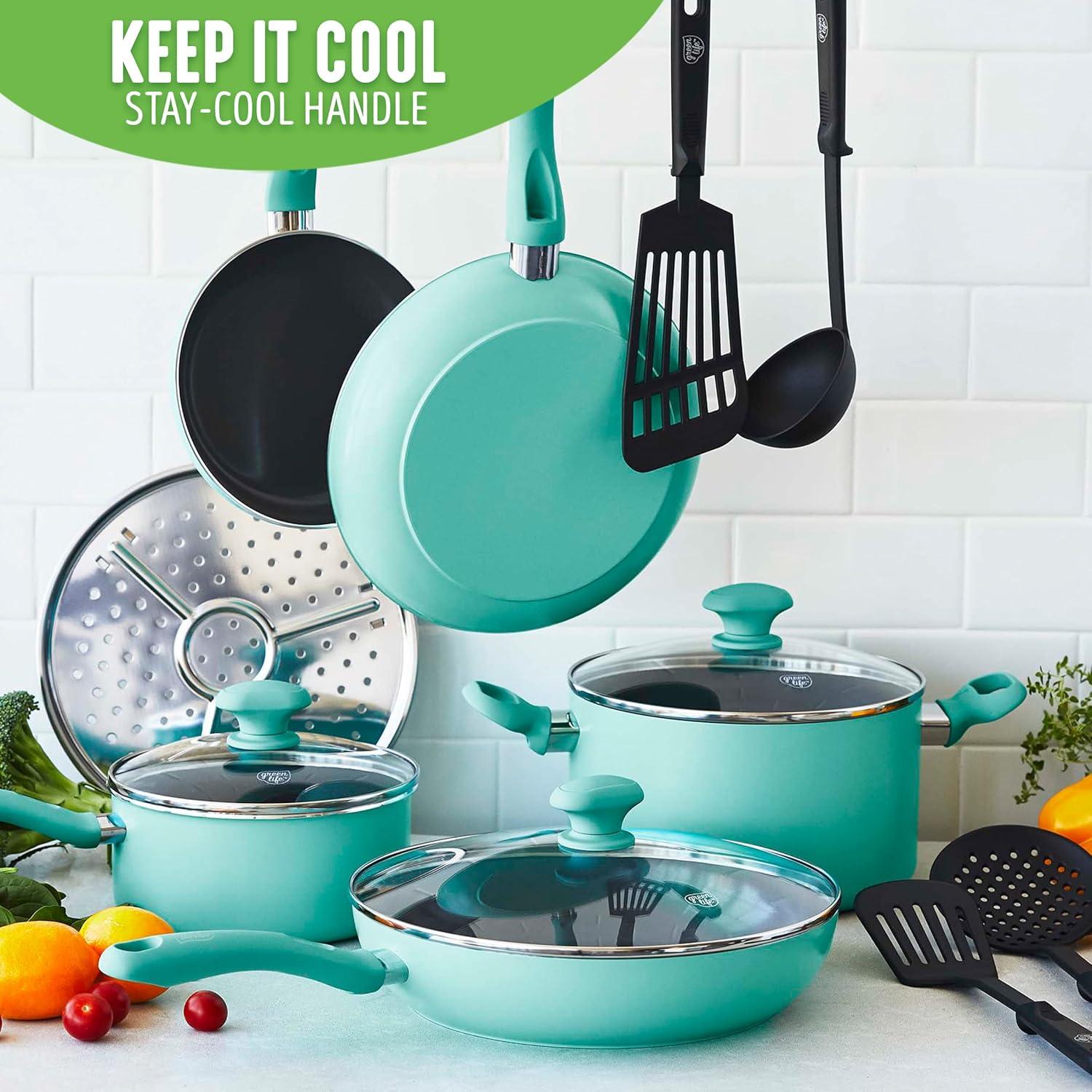 GreenLife GreenLife Soft Grip Pro 13 Piece Ceramic Non-Stick Cookware Set