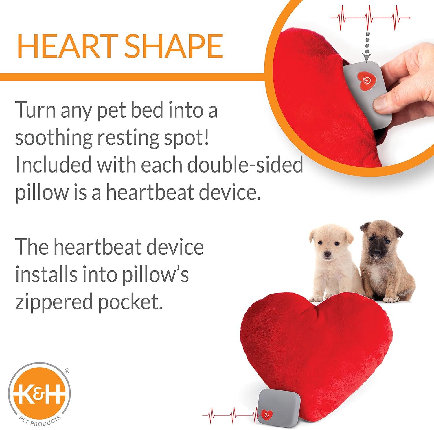 K&H Pet Products Mother's Heartbeat Calming Dog Toy Heart Pillow Red Medium Breed Heartbeat 8 Inch