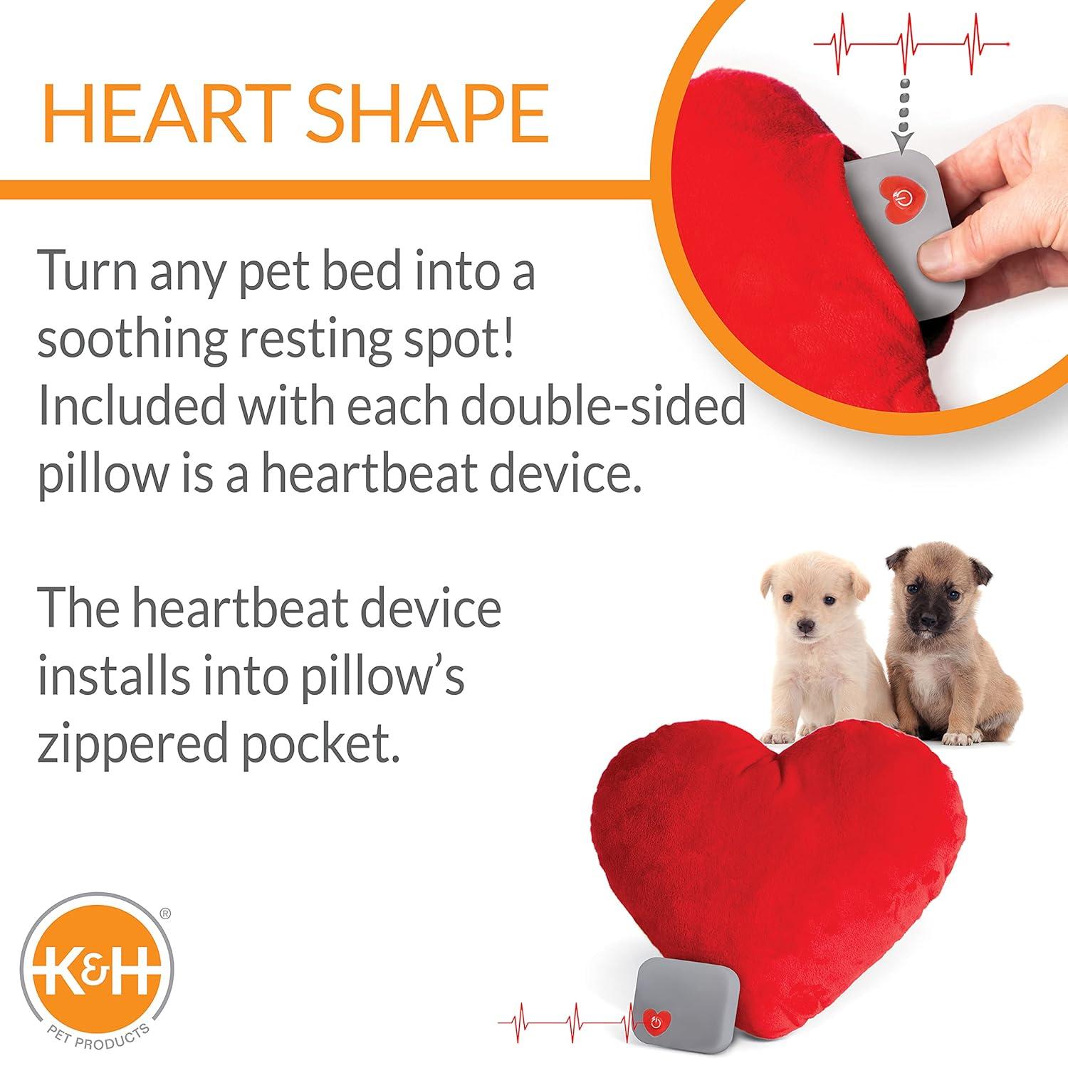K&H Pet Products Mother's Heartbeat Calming Dog Toy Heart Pillow Red Medium Breed Heartbeat 8 Inch