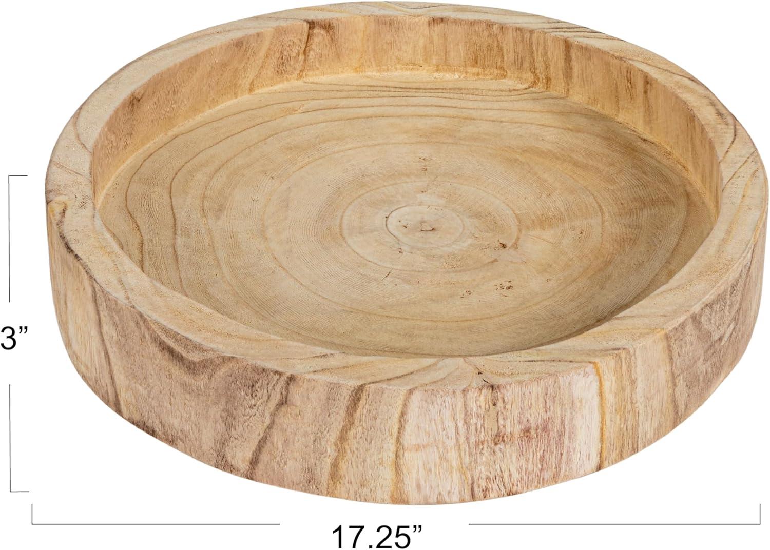 Storied Home Paulownia Wood Hand-Carved Tray - Unique Centerpiece, Coffee Table Accessory