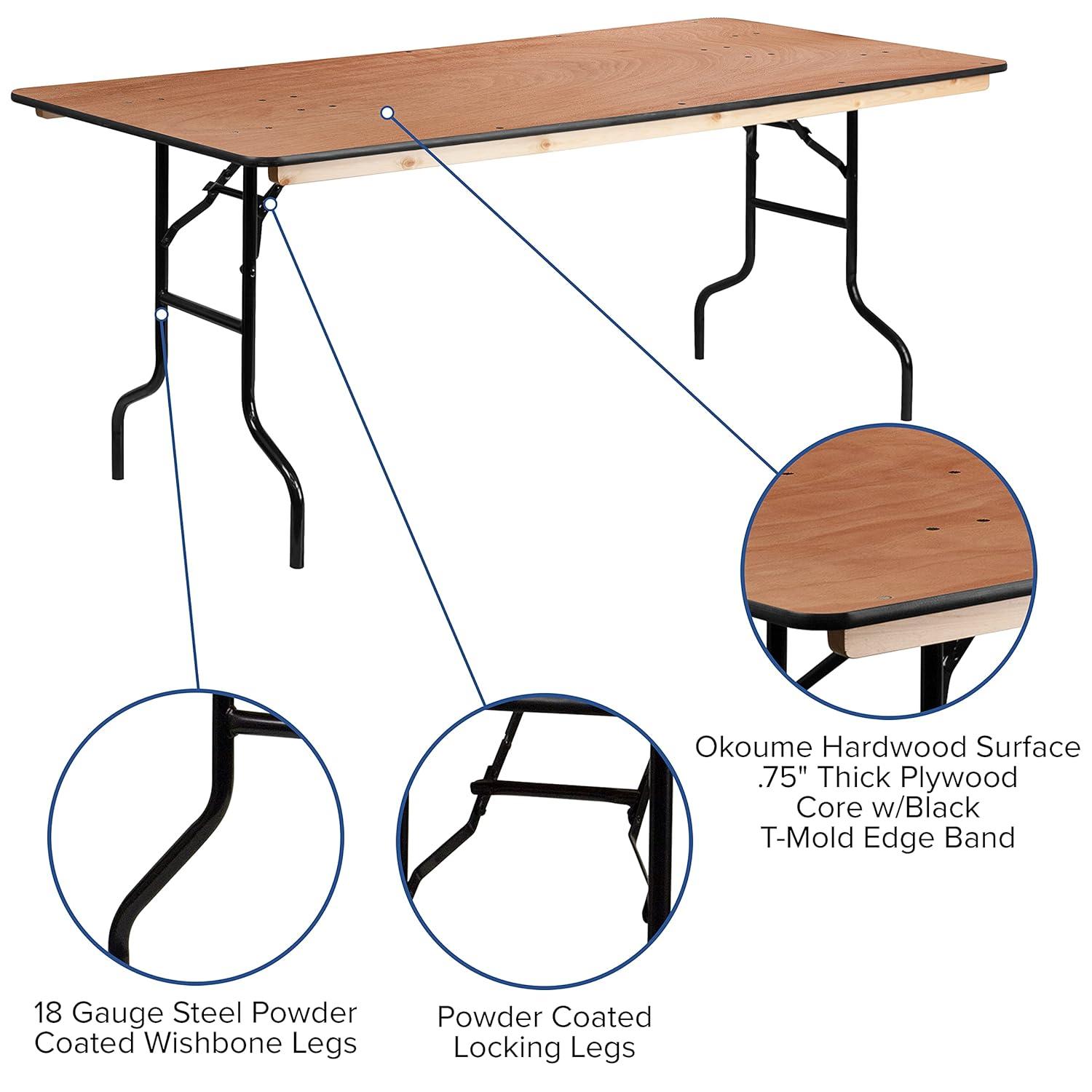 Flash Furniture Marcott Rectangular Wood Folding Event Table by Flash Furniture