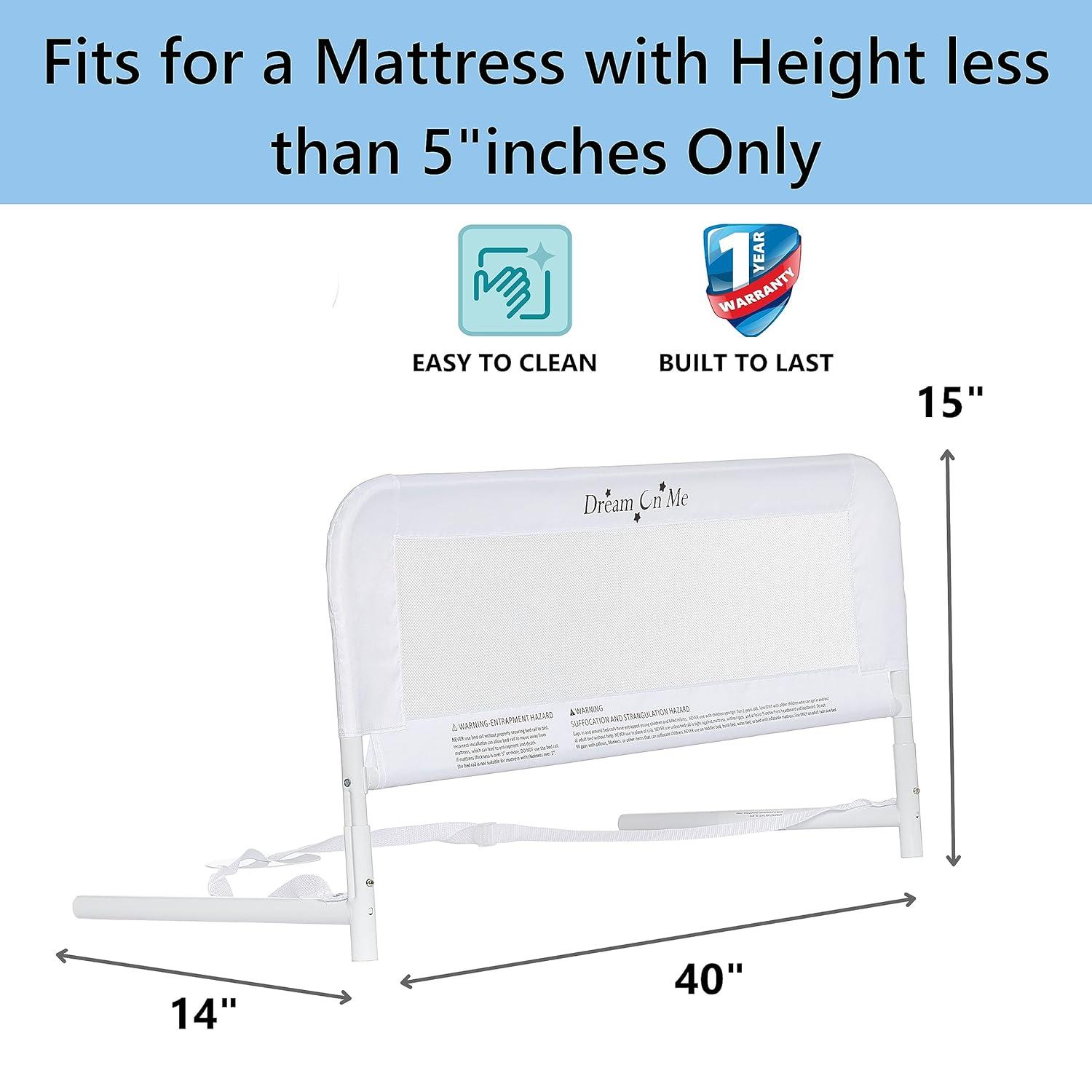 Adjustable White Mesh Portable Toddler Bed Rail Set