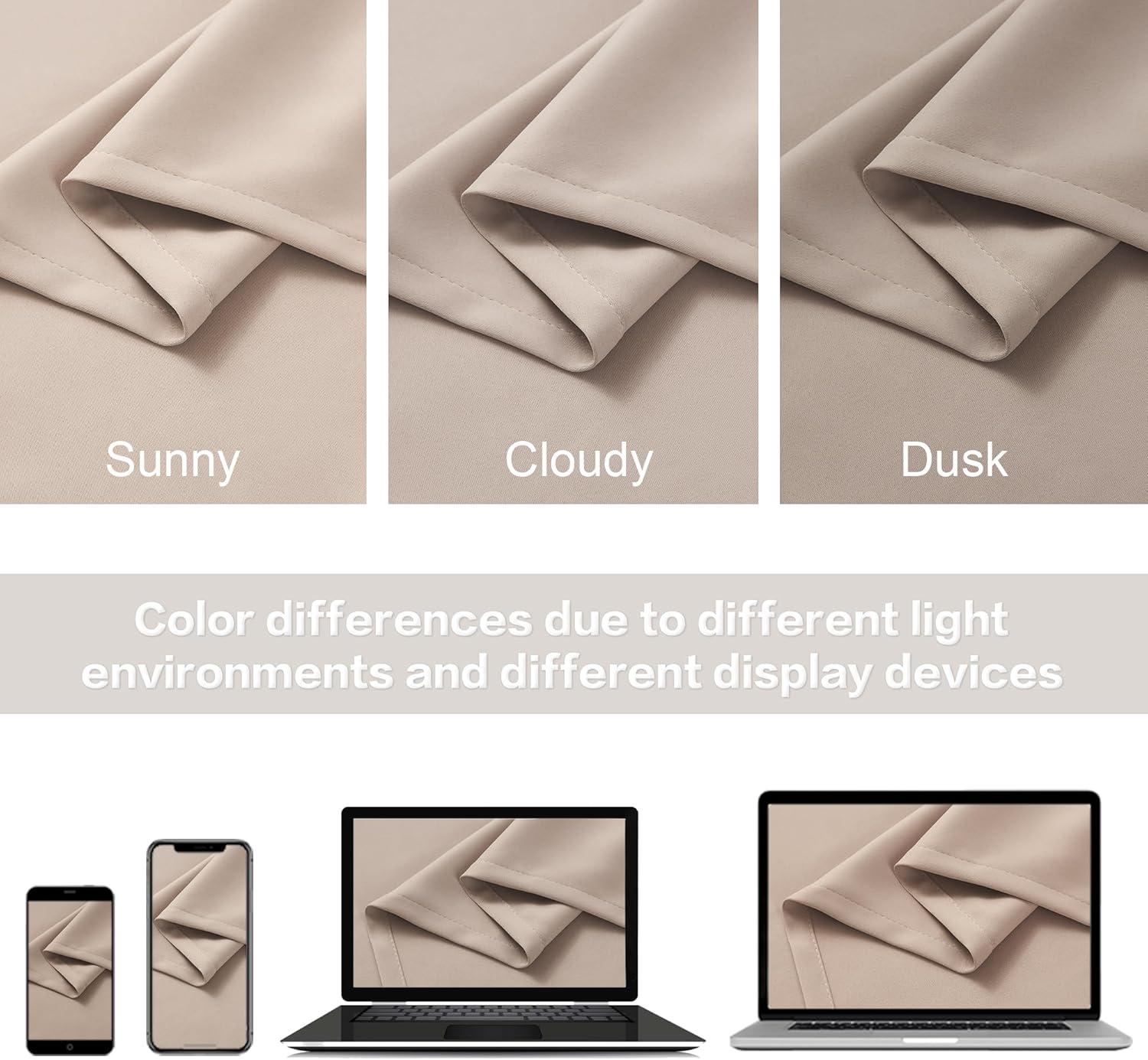 Hokku Designs Warm Taupe Curtain 96 Inches Long For Bedroom/Living Room Thermal Insulated Blackout Back Tab And Rod Pocket Dining Room Curtains Drapes 2 Panels - Taupe Tan,W52 X L96