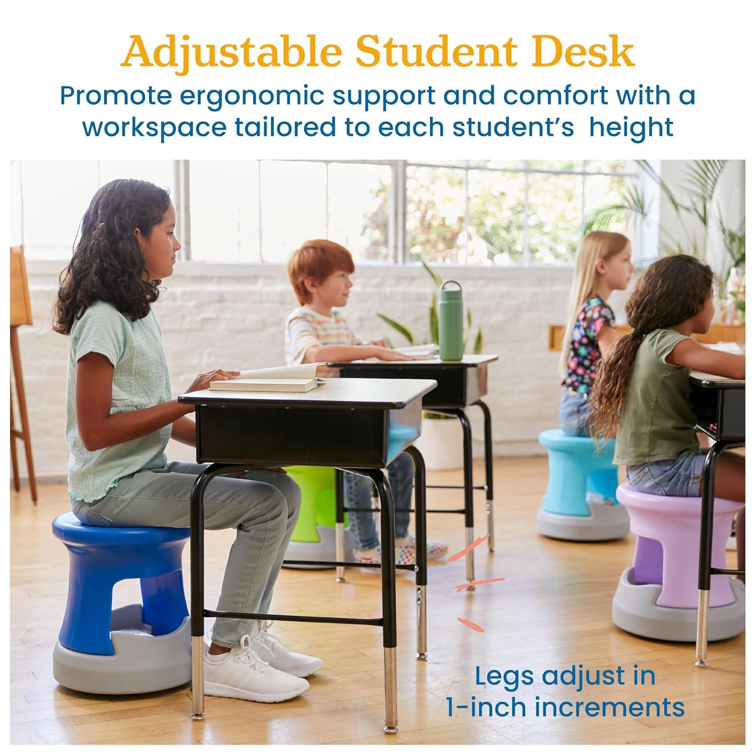 ECR4Kids ECR4Kids Open Front Desk with Metal Storage Book Box, Adjustable, Classroom Furniture, Maple/Black