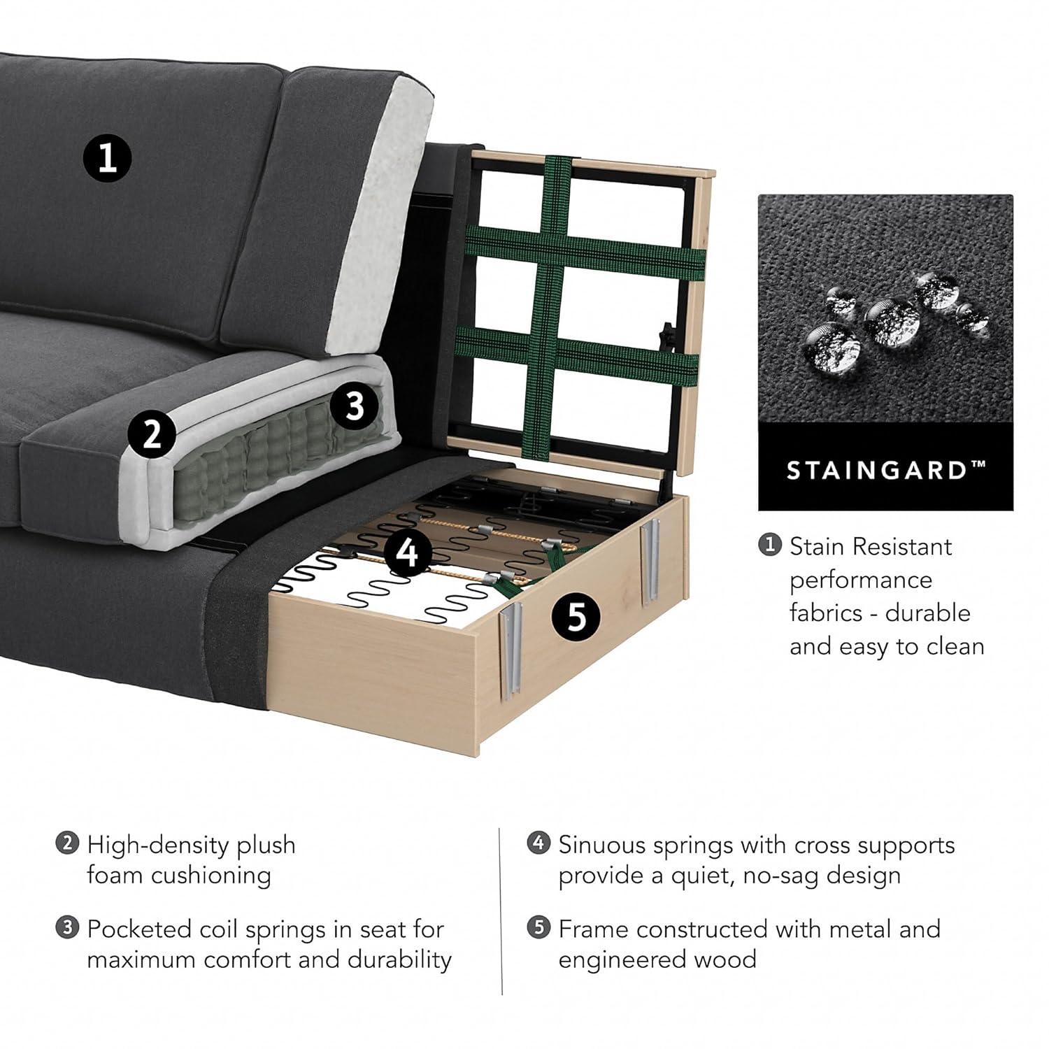 Coventry Accent Chair with Arms in Charcoal Gray Herringbone Fabric