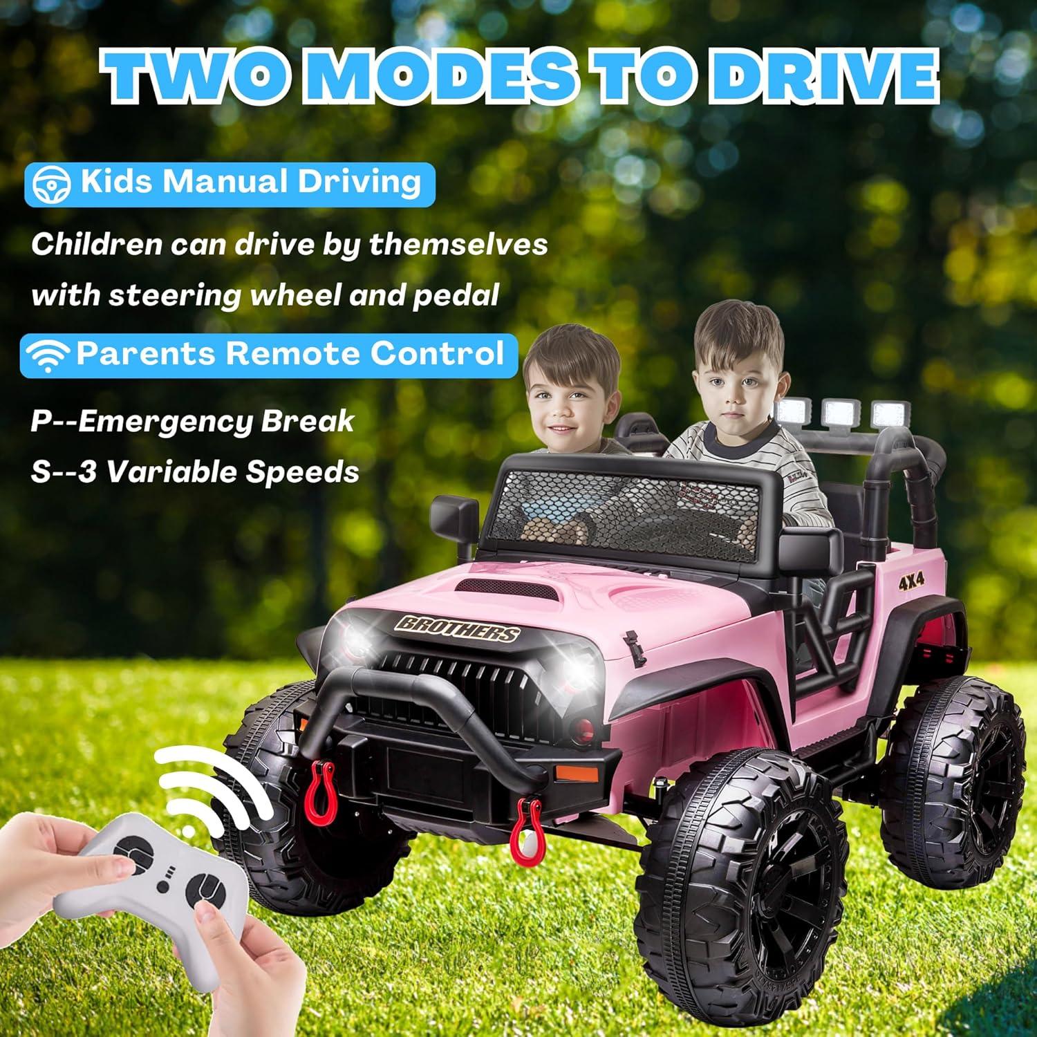 Ancheer 24V 2 Seater Ride On Car Jeep For Big Kids, Ride On Toys UTV With Parent Remote, LED Lights, Spring Suspension, Bluetooth, Music, USB, MP3