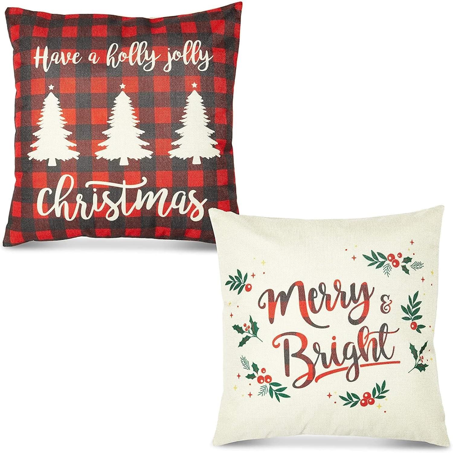 Farmlyn Creek Set of 6 Throw Pillow Covers for Christmas, 18 x 18 Inches, Xmas Decorative Throw Pillows, Ideal Christmas Gift