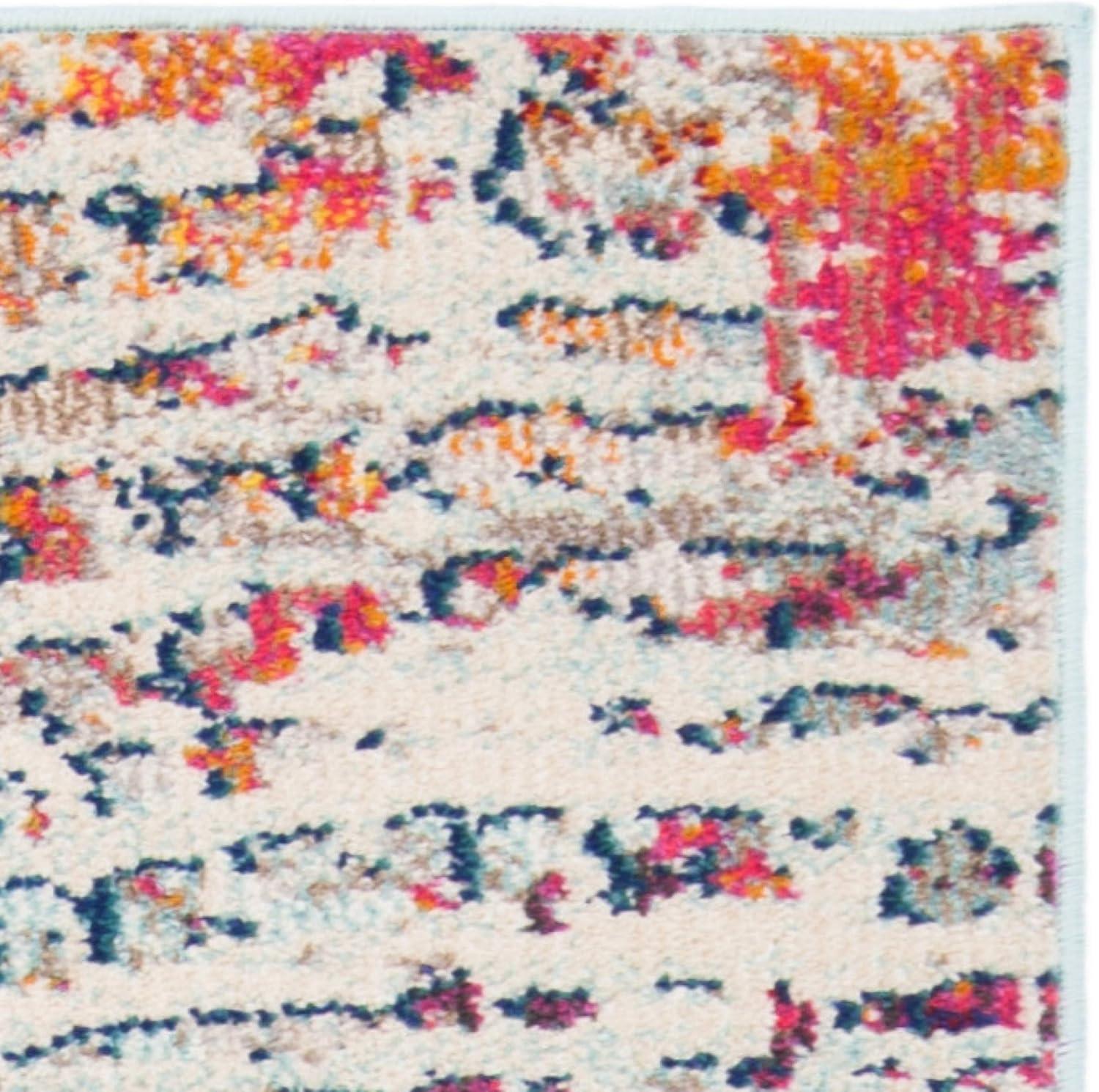 Madison MAD454 Power Loomed Indoor Runner Rug - Light Blue/Orange - 2'2"x6' - Safavieh